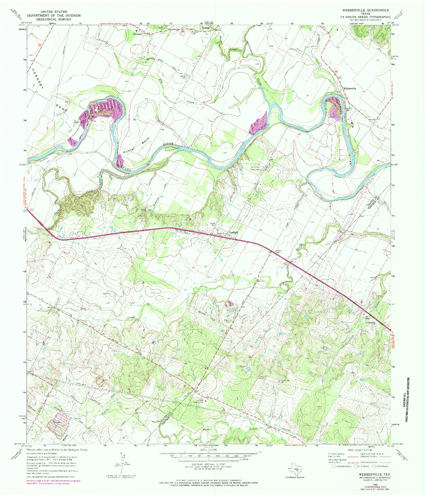USGS 1:24000-SCALE QUADRANGLE FOR WEBBERVILLE, TX 1968