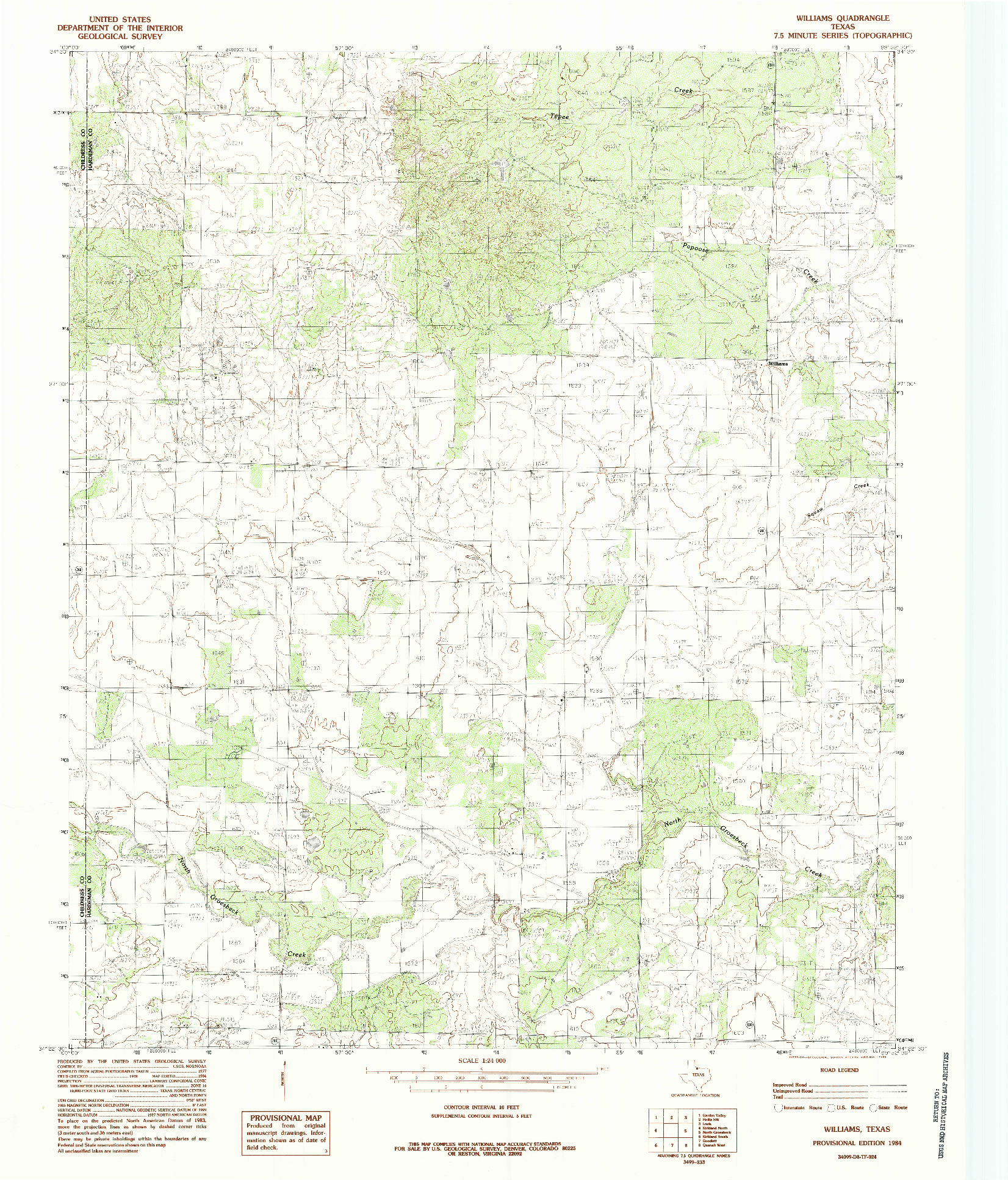 USGS 1:24000-SCALE QUADRANGLE FOR WILLAMS, TX 1984