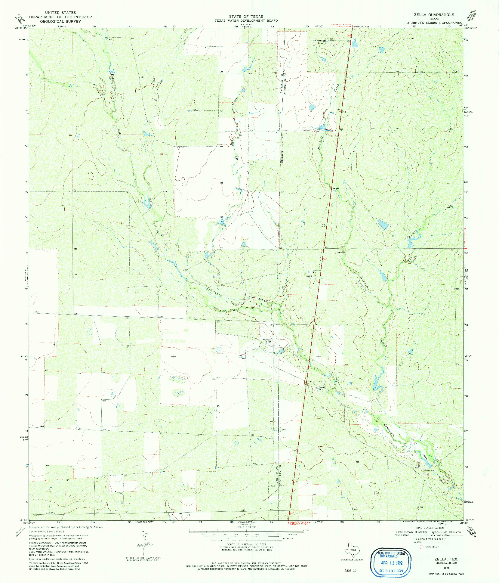 USGS 1:24000-SCALE QUADRANGLE FOR ZELLA, TX 1968