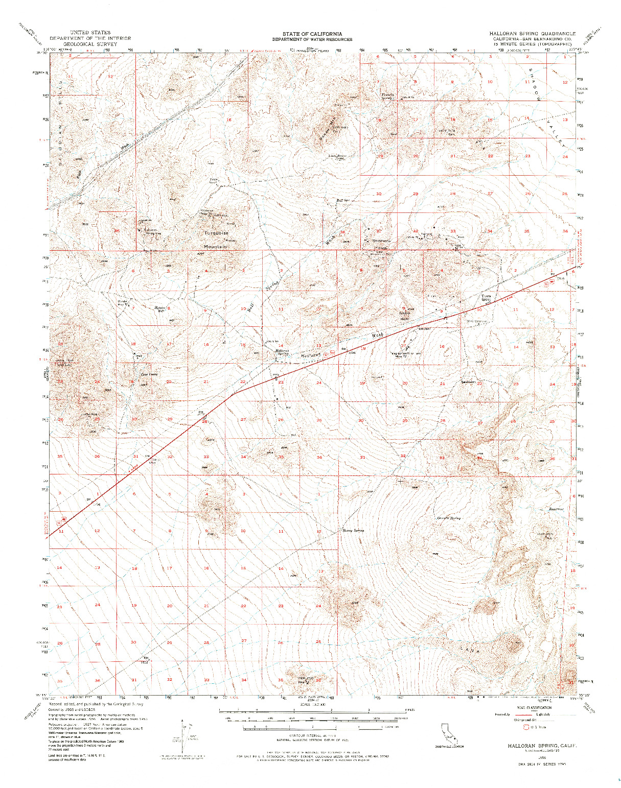 USGS 1:62500-SCALE QUADRANGLE FOR HALLORAN SPRING, CA 1956