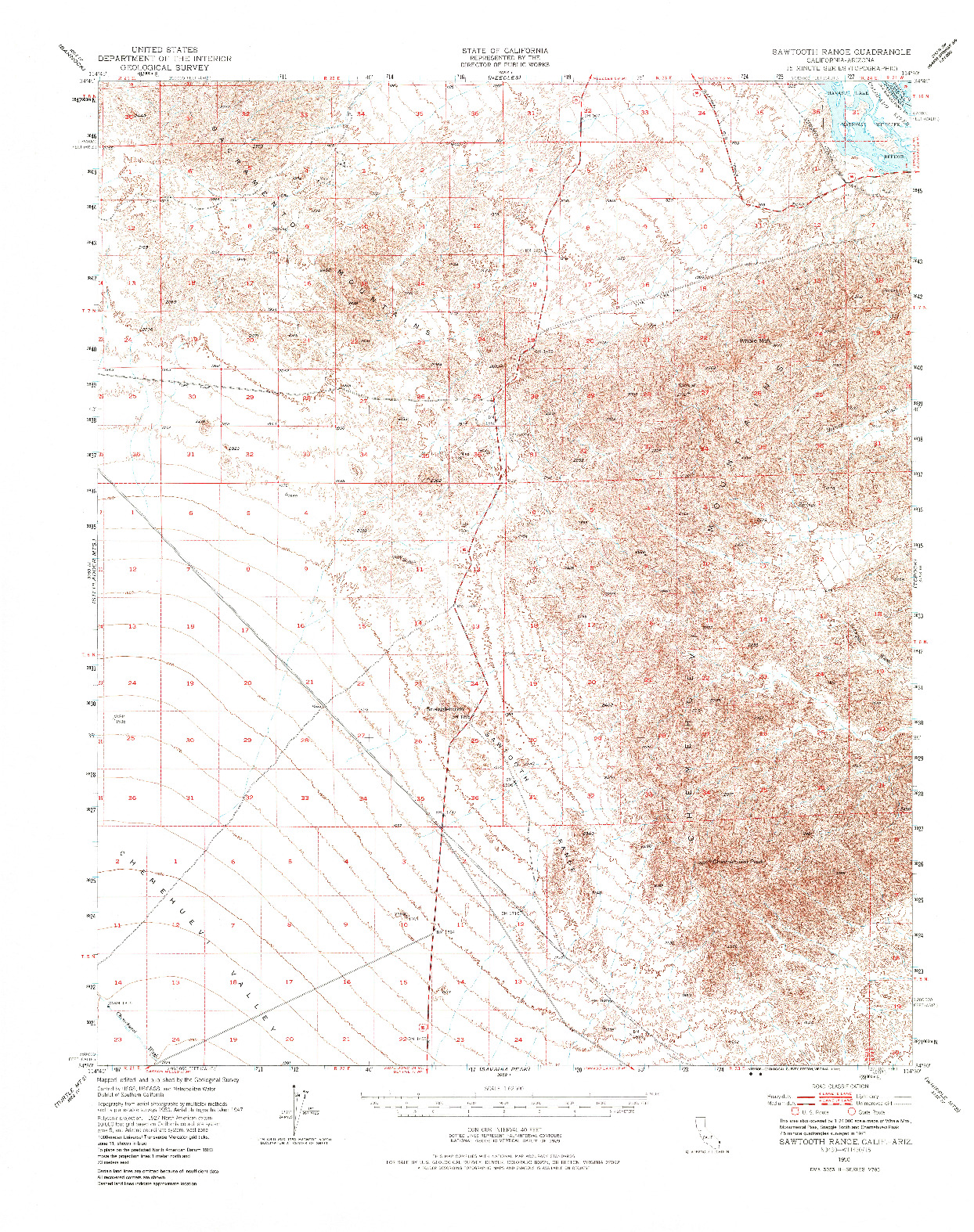 USGS 1:62500-SCALE QUADRANGLE FOR SAWTOOTH RANGE, CA 1950