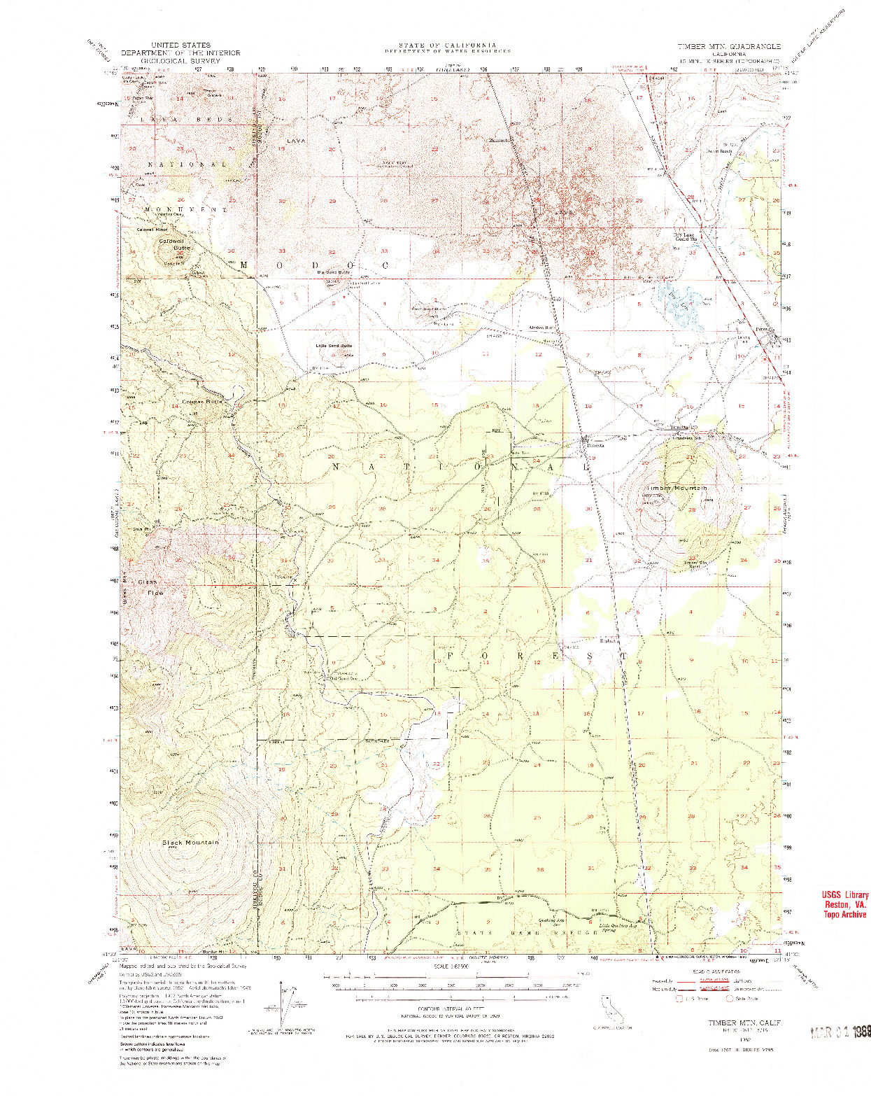 USGS 1:62500-SCALE QUADRANGLE FOR TIMBER MOUNTAIN, CA 1952