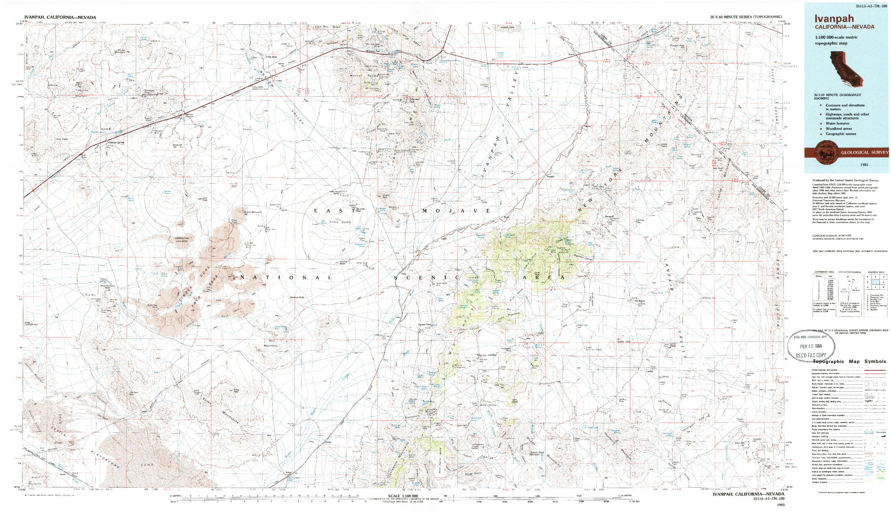 USGS 1:100000-SCALE QUADRANGLE FOR IVANPAH, CA 1985