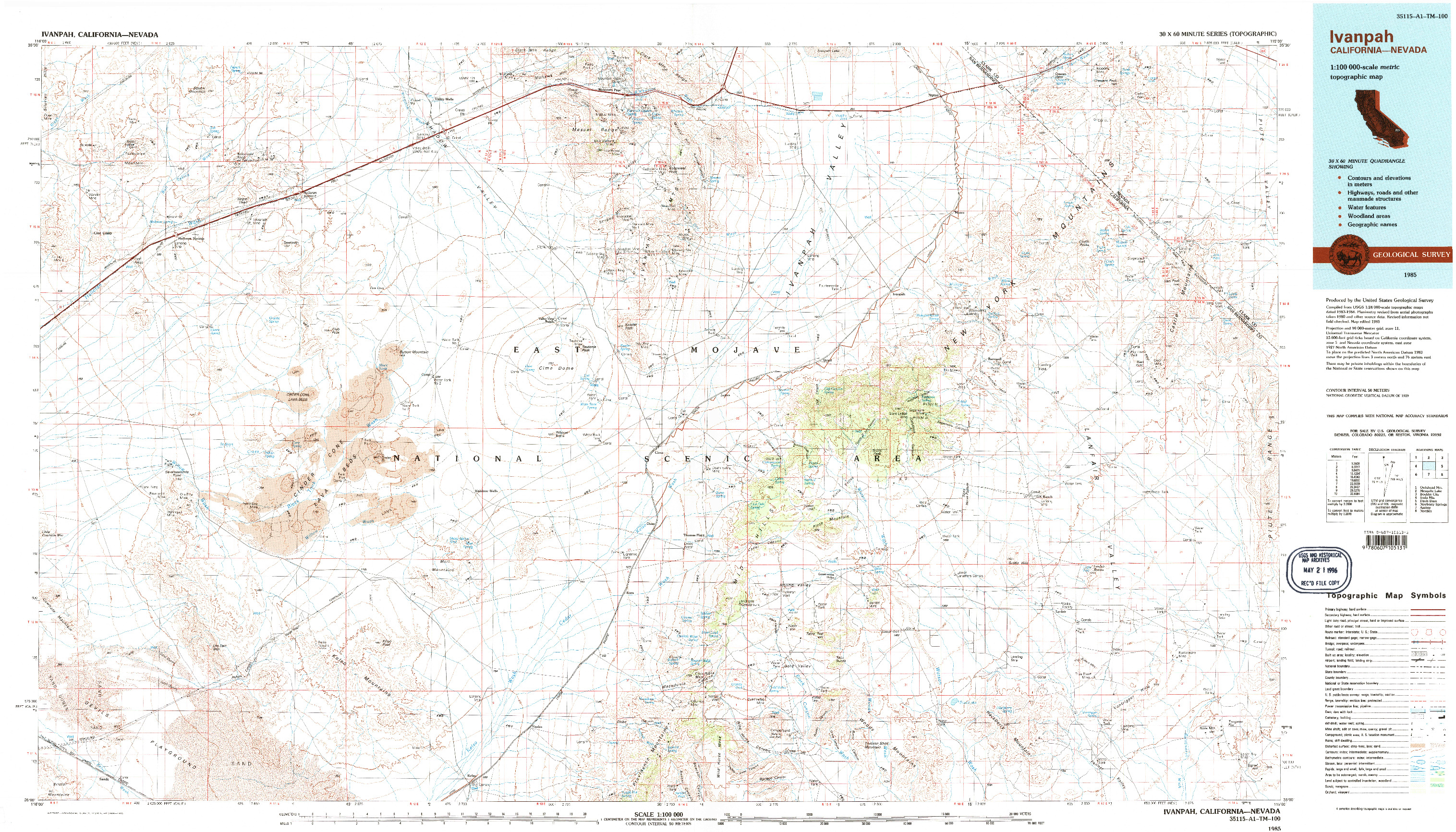 USGS 1:100000-SCALE QUADRANGLE FOR IVANPAH, CA 1985