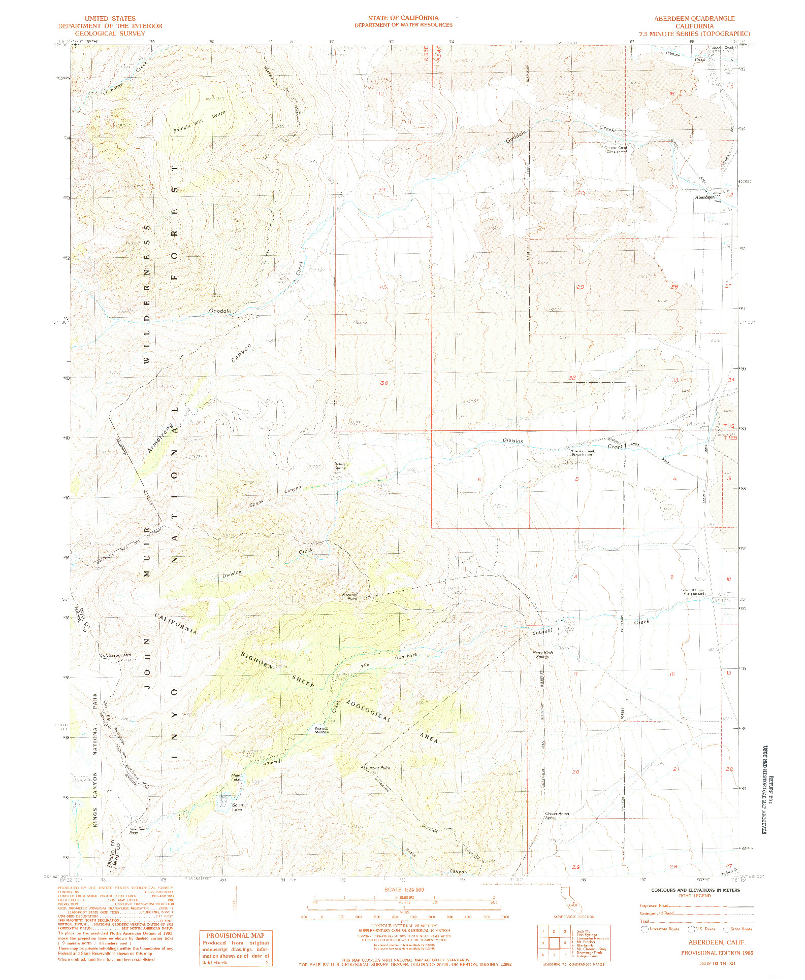 USGS 1:24000-SCALE QUADRANGLE FOR ABERDEEN, CA 1985