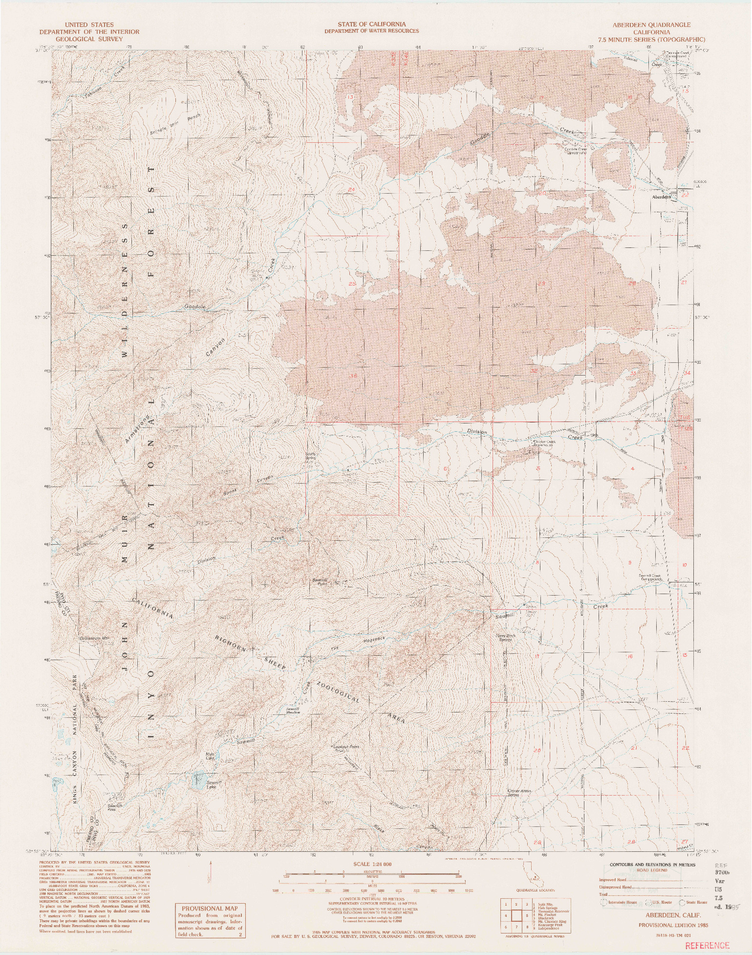 USGS 1:24000-SCALE QUADRANGLE FOR ABERDEEN, CA 1985