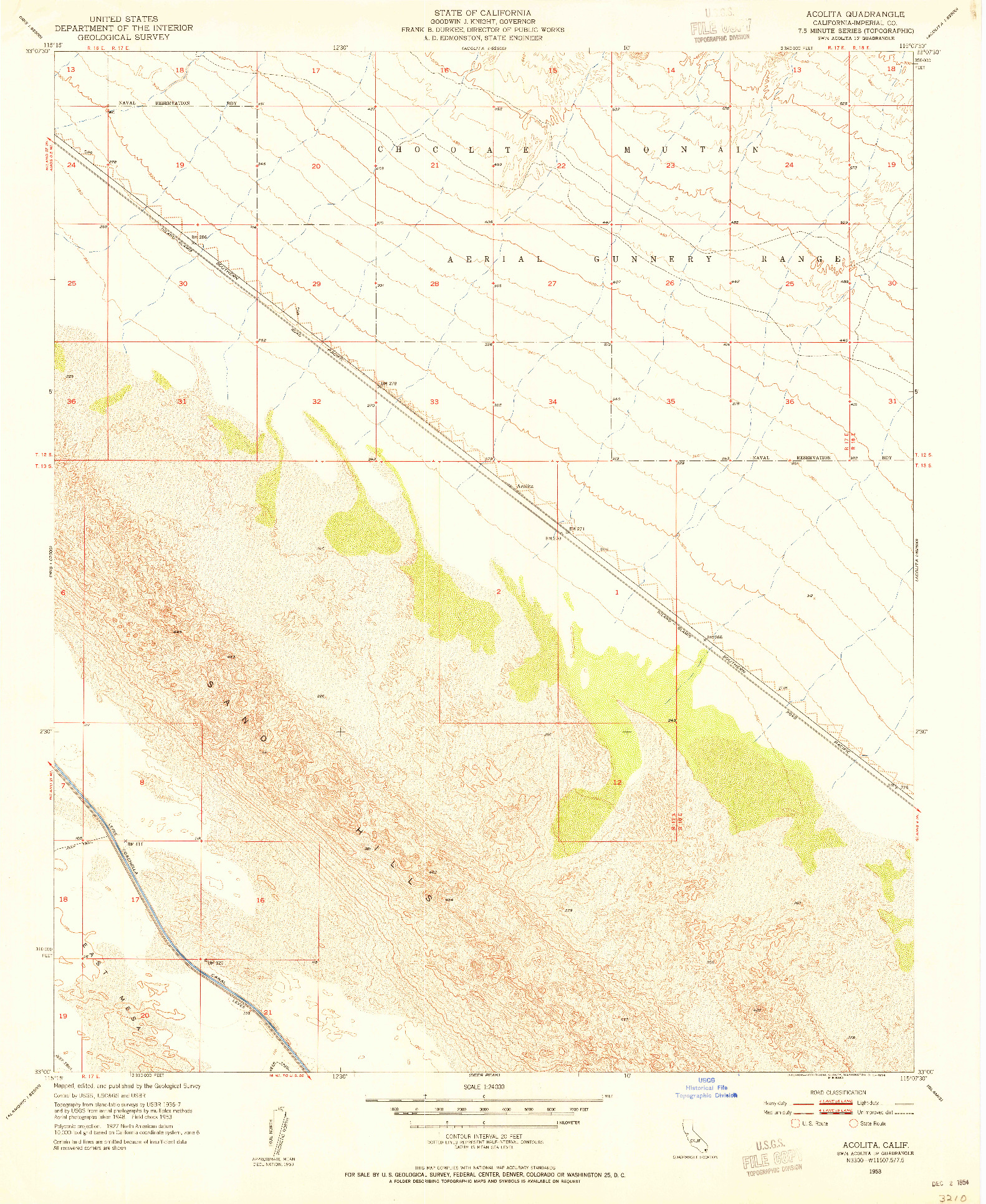 USGS 1:24000-SCALE QUADRANGLE FOR ACOLITA, CA 1953