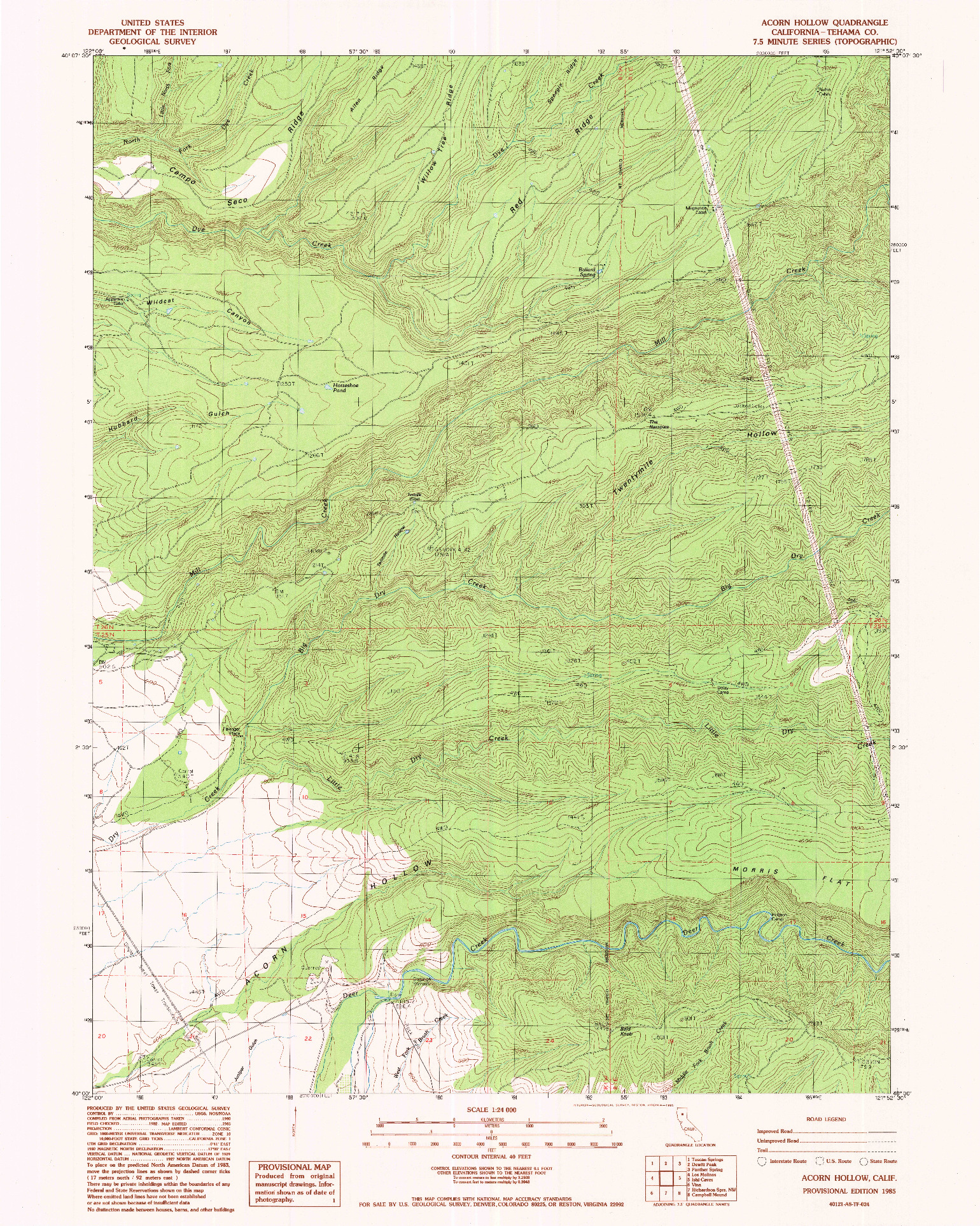 USGS 1:24000-SCALE QUADRANGLE FOR ACORN HOLLOW, CA 1985