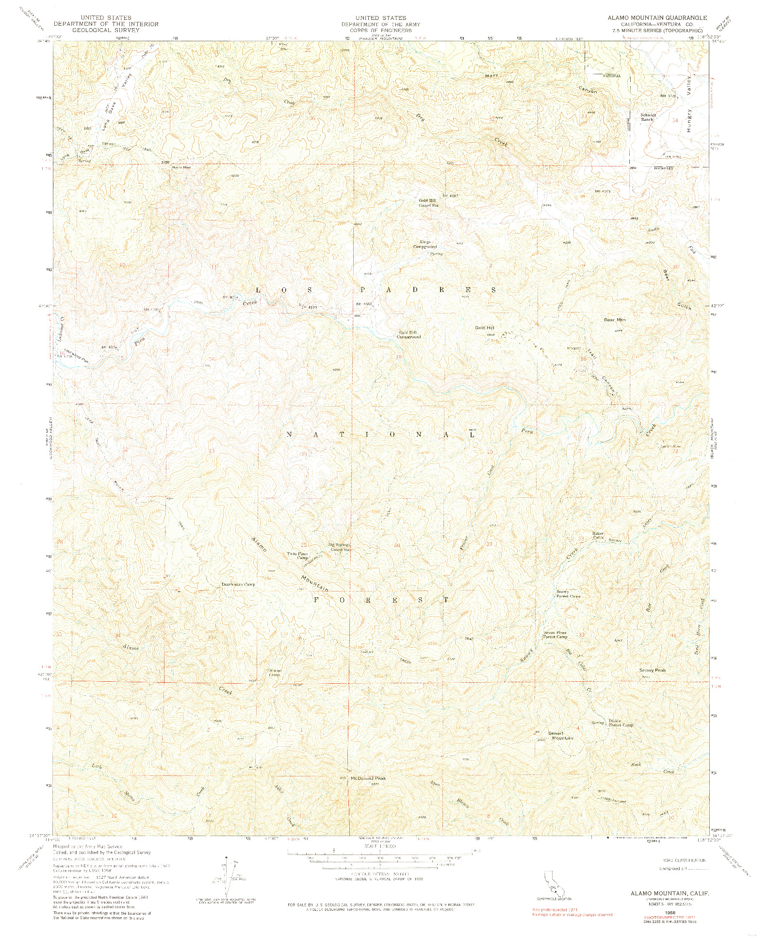 USGS 1:24000-SCALE QUADRANGLE FOR ALAMO MOUNTAIN, CA 1958