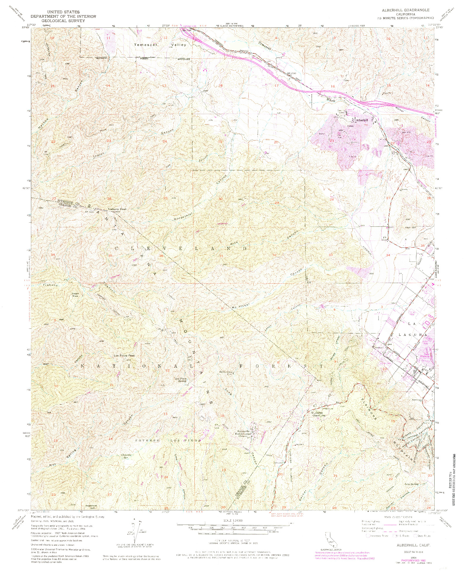 USGS 1:24000-SCALE QUADRANGLE FOR ALBERHILL, CA 1954