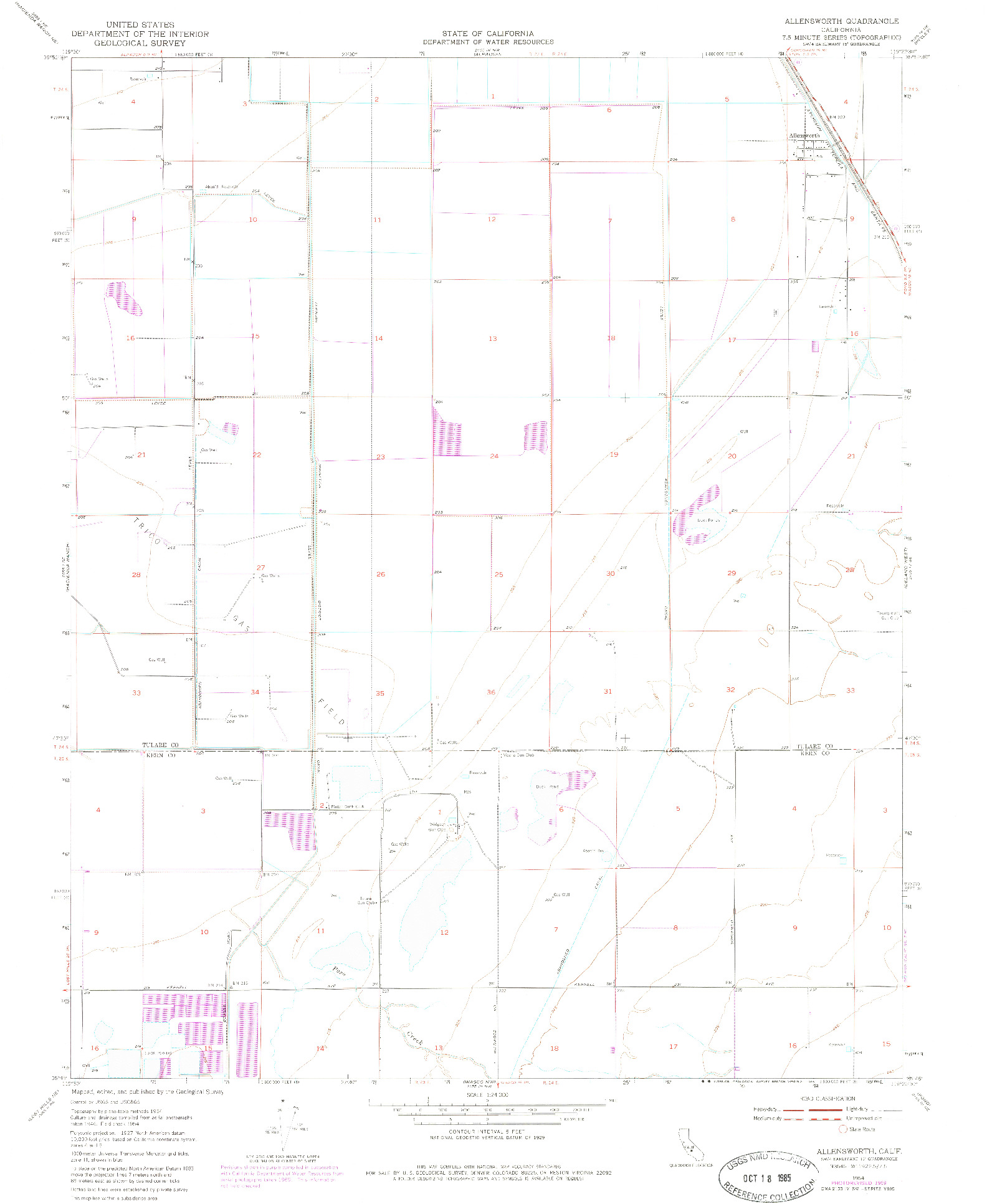 USGS 1:24000-SCALE QUADRANGLE FOR ALLENSWORTH, CA 1954