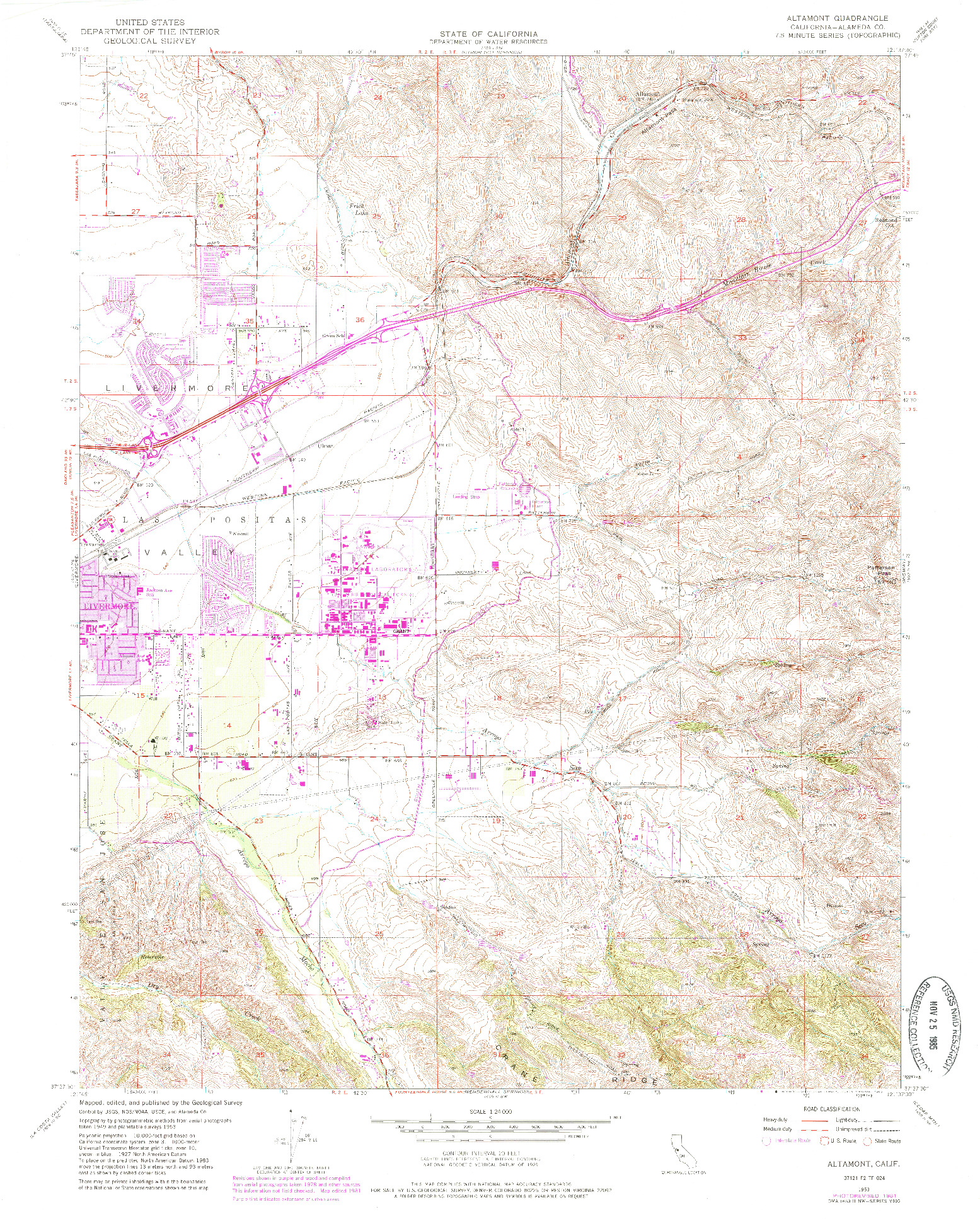 USGS 1:24000-SCALE QUADRANGLE FOR ALTAMONT, CA 1953