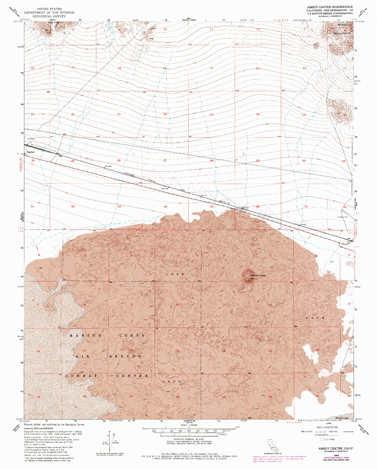 USGS 1:24000-SCALE QUADRANGLE FOR AMBOY CRATER, CA 1954