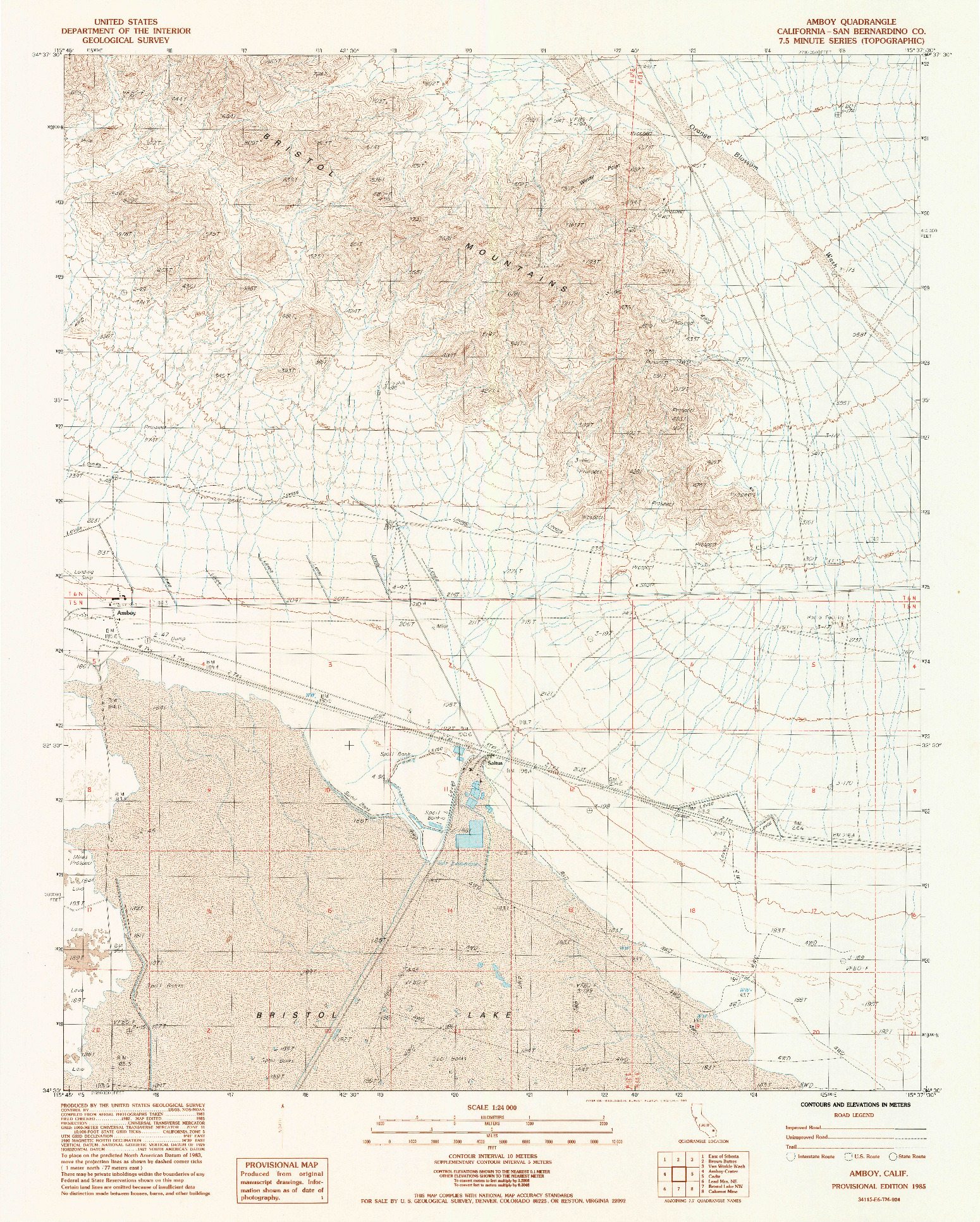 USGS 1:24000-SCALE QUADRANGLE FOR AMBOY, CA 1985