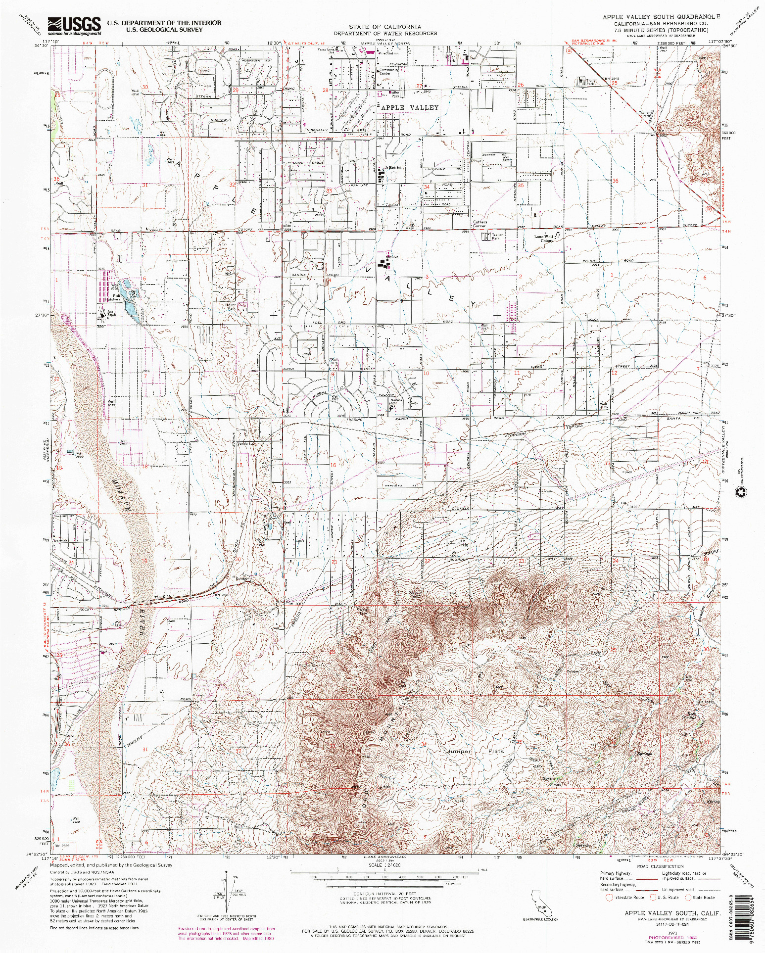 USGS 1:24000-SCALE QUADRANGLE FOR APPLE VALLEY SOUTH, CA 1971