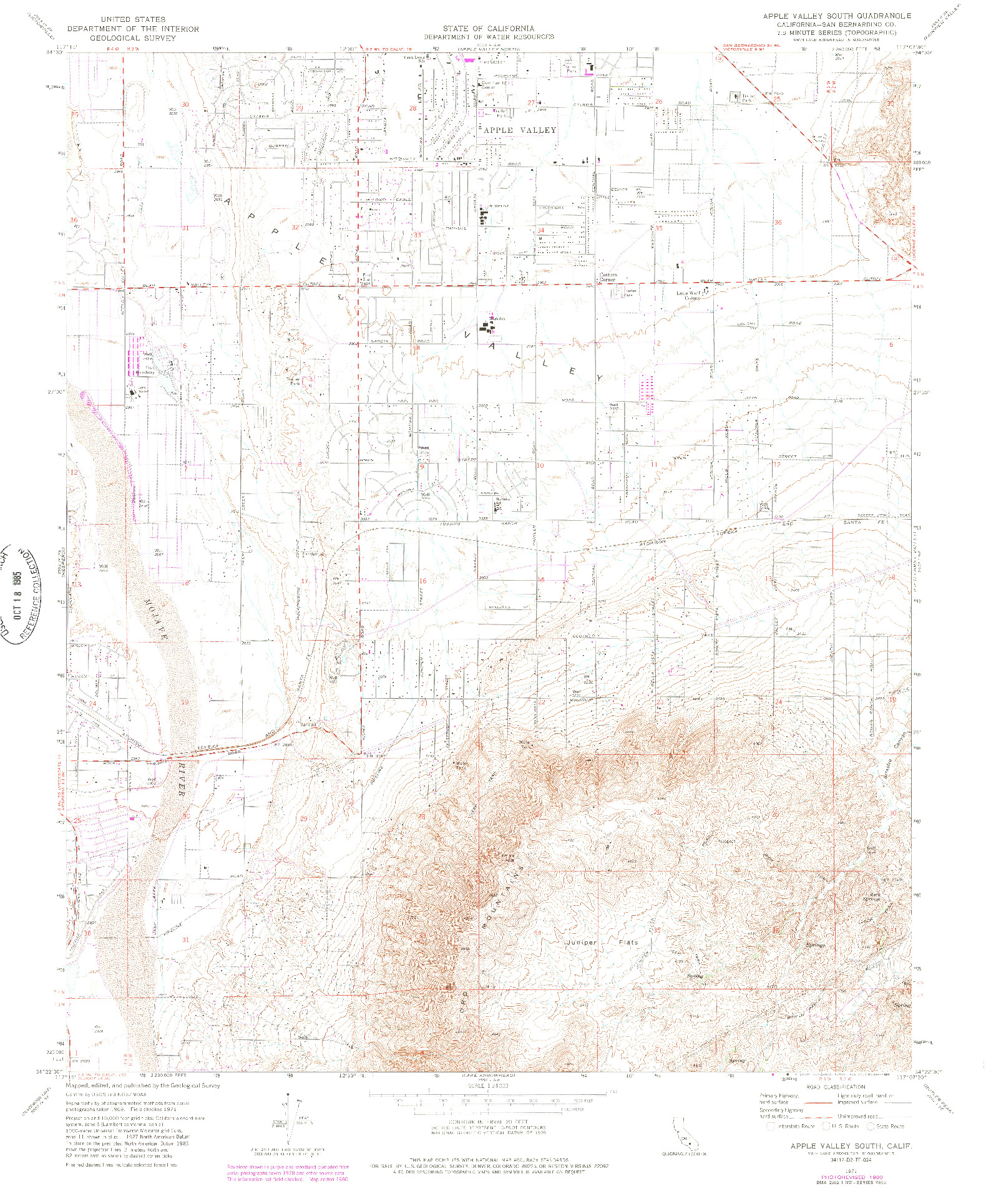 USGS 1:24000-SCALE QUADRANGLE FOR APPLE VALLEY SOUTH, CA 1971