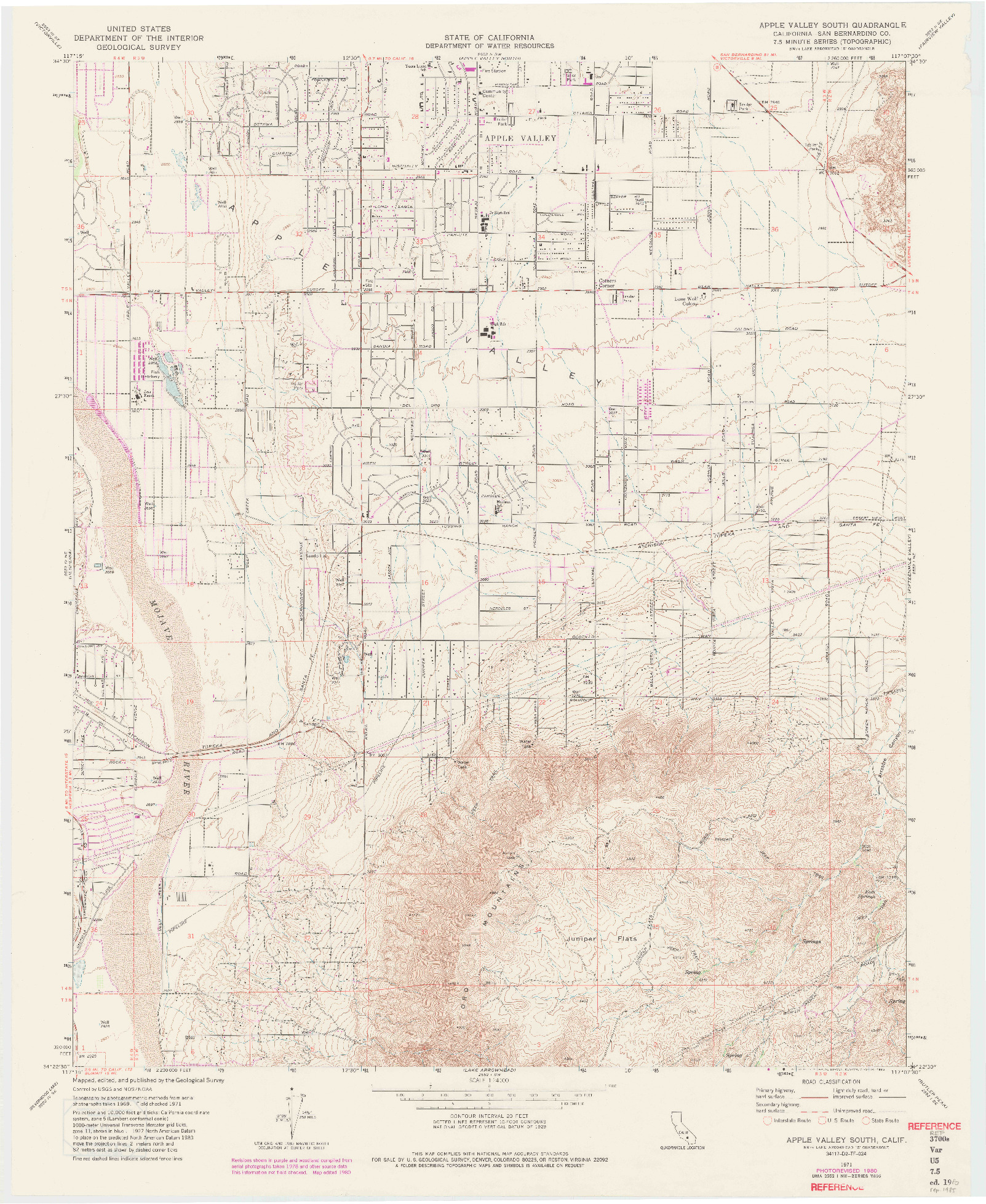 USGS 1:24000-SCALE QUADRANGLE FOR APPLE VALLEY SOUTH, CA 1971