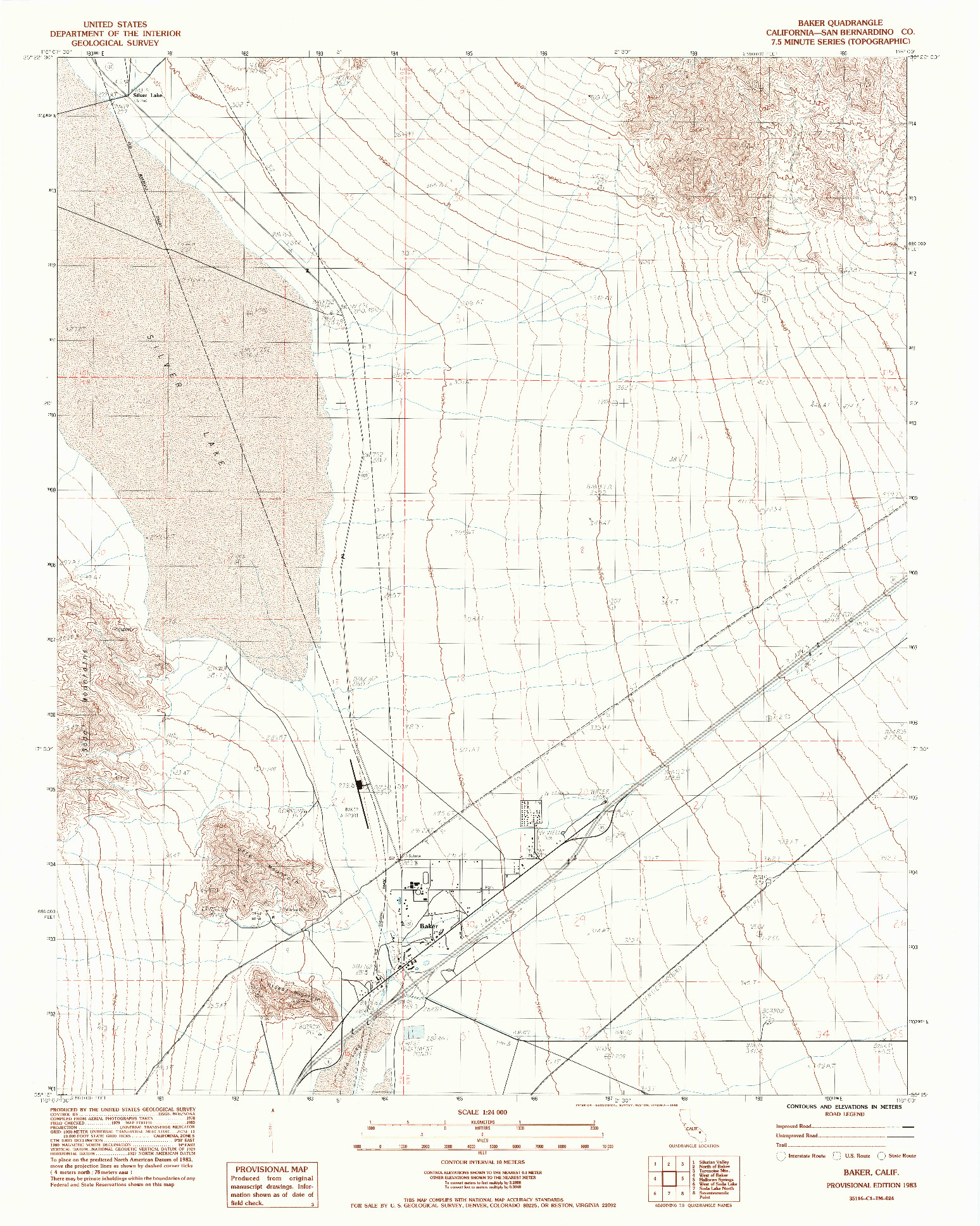 USGS 1:24000-SCALE QUADRANGLE FOR BAKER, CA 1983