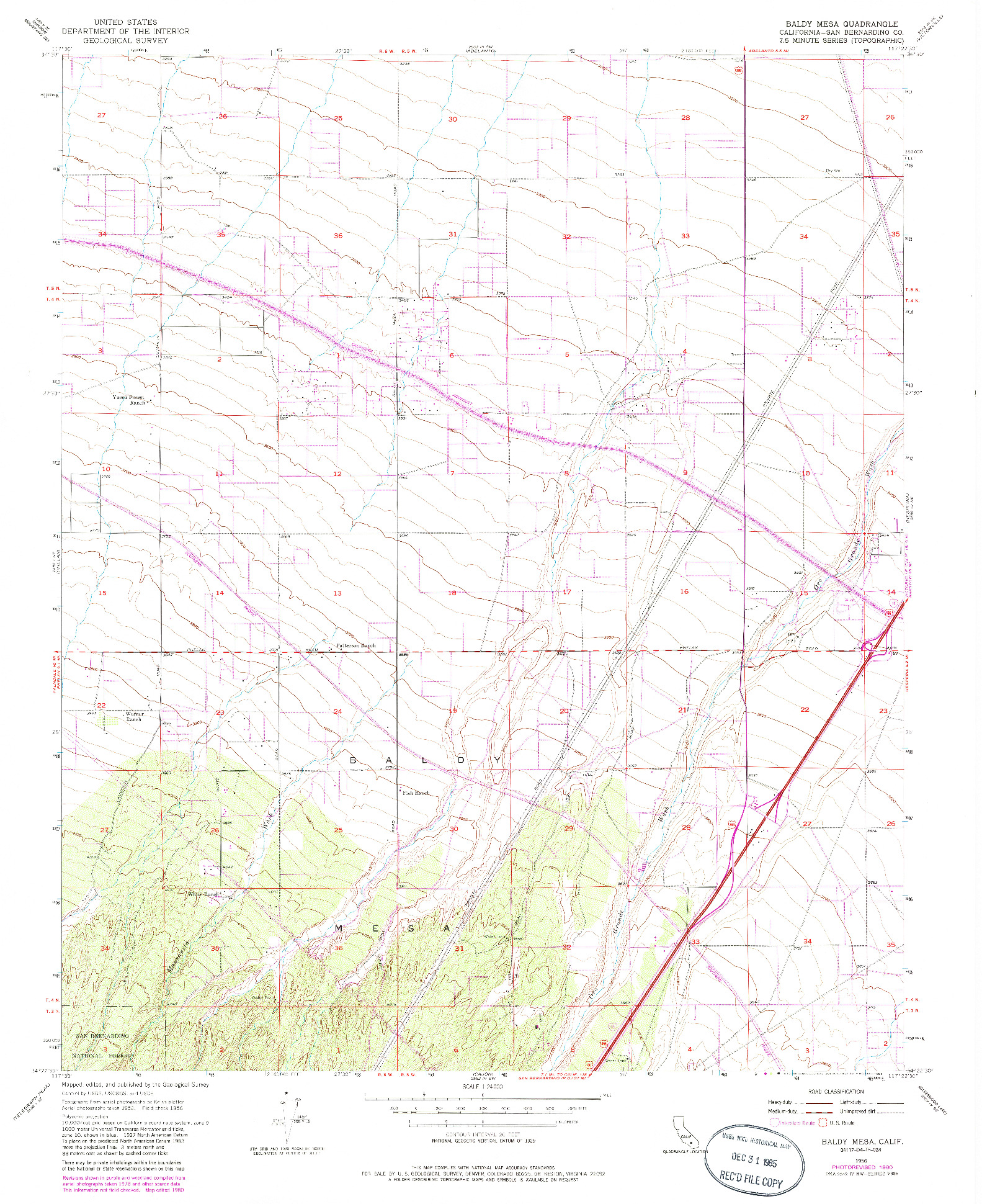 USGS 1:24000-SCALE QUADRANGLE FOR BALDY MESA, CA 1956