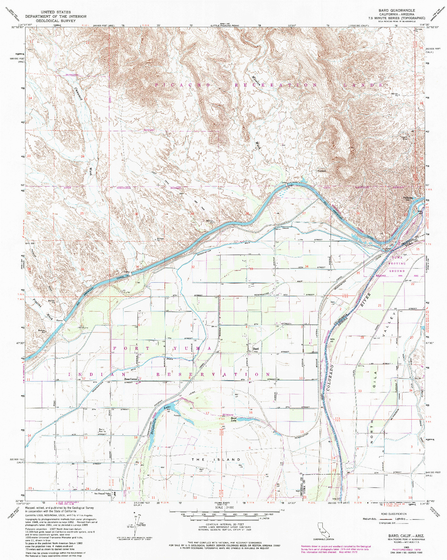 USGS 1:24000-SCALE QUADRANGLE FOR BARD, CA 1965