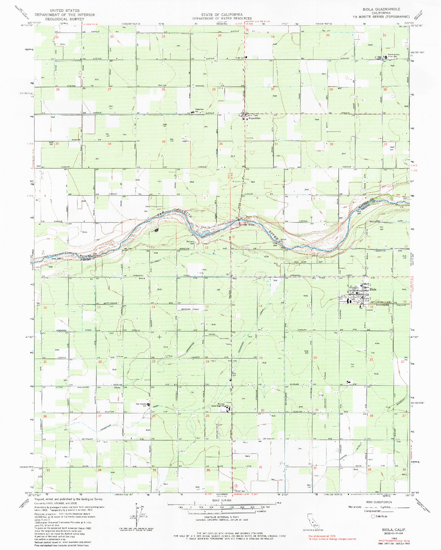 USGS 1:24000-SCALE QUADRANGLE FOR BIOLA, CA 1963