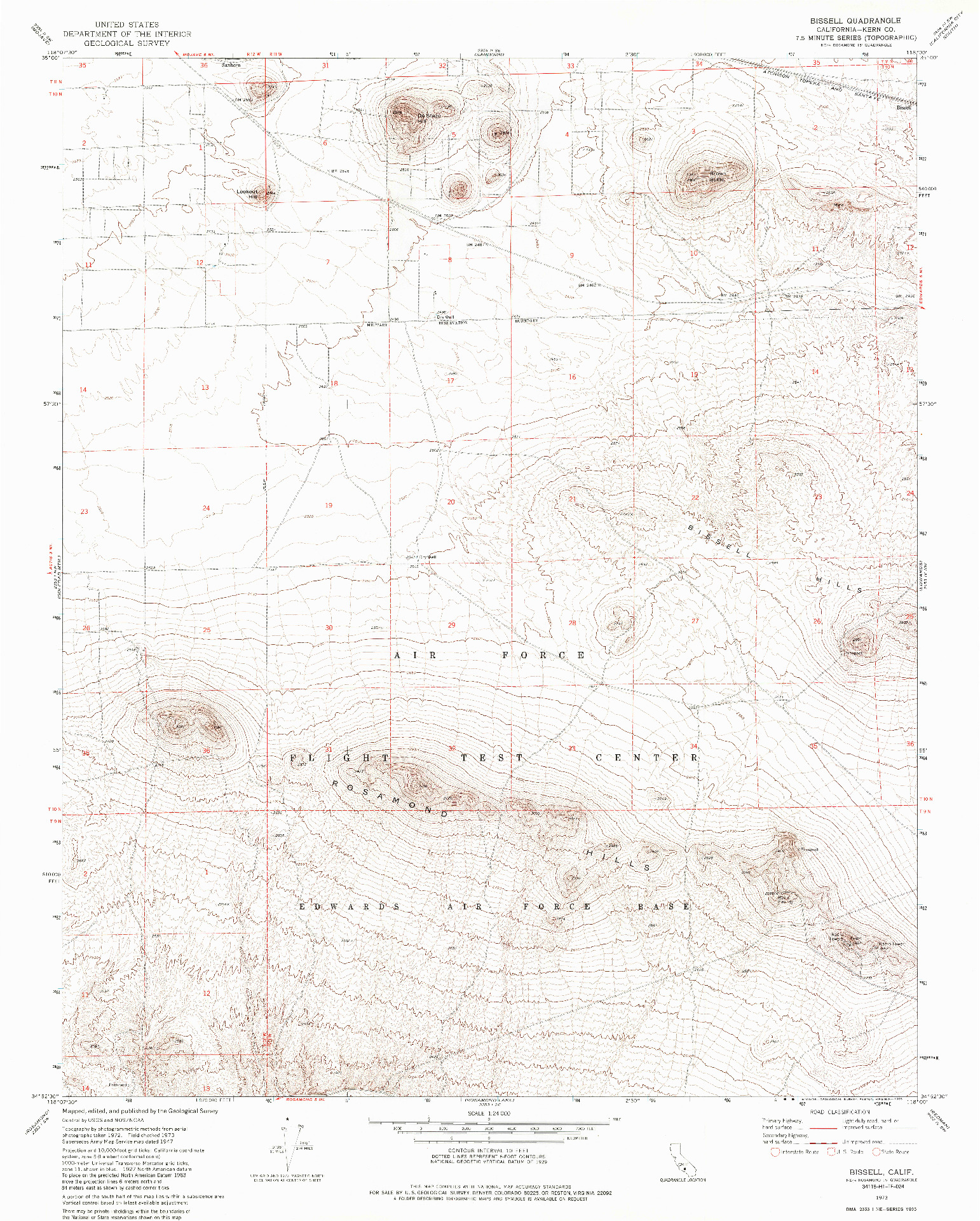 USGS 1:24000-SCALE QUADRANGLE FOR BISSELL, CA 1973