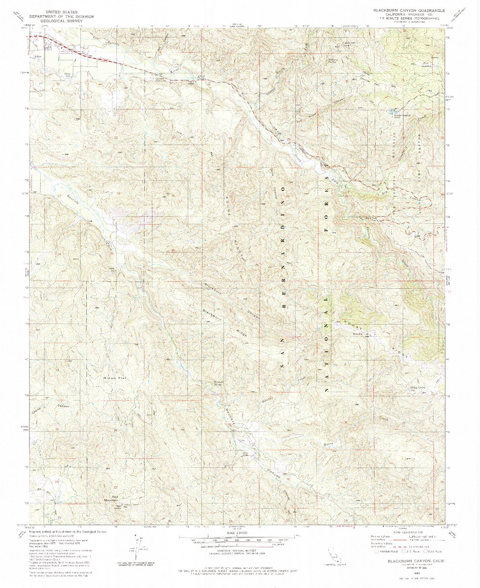 USGS 1:24000-SCALE QUADRANGLE FOR BLACKBURN CANYON, CA 1982