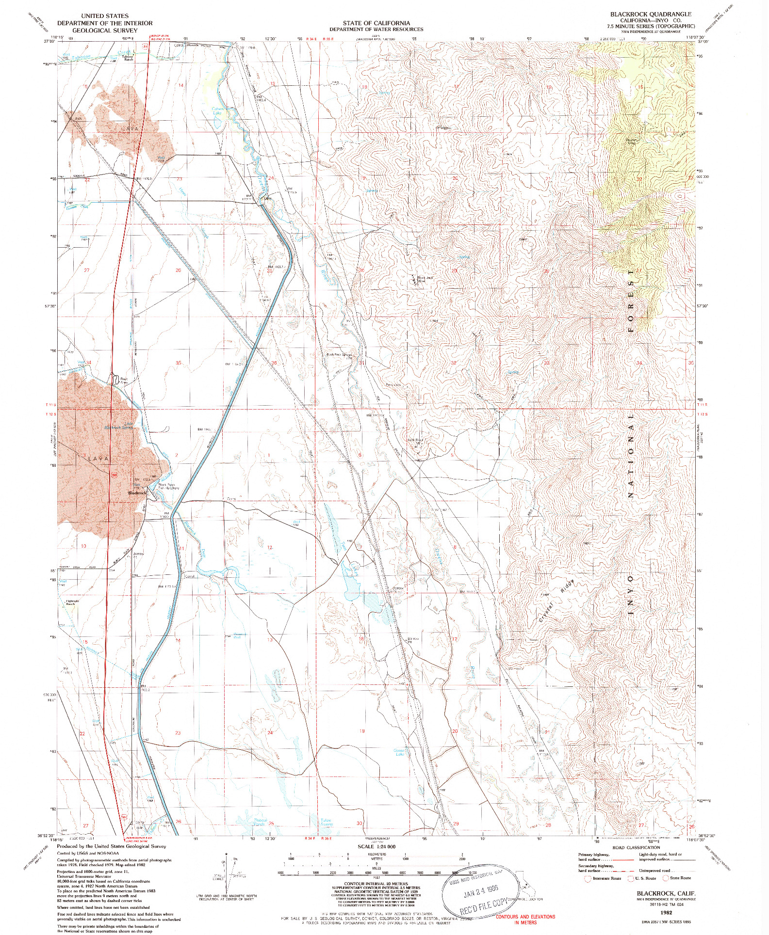 USGS 1:24000-SCALE QUADRANGLE FOR BLACKROCK, CA 1982