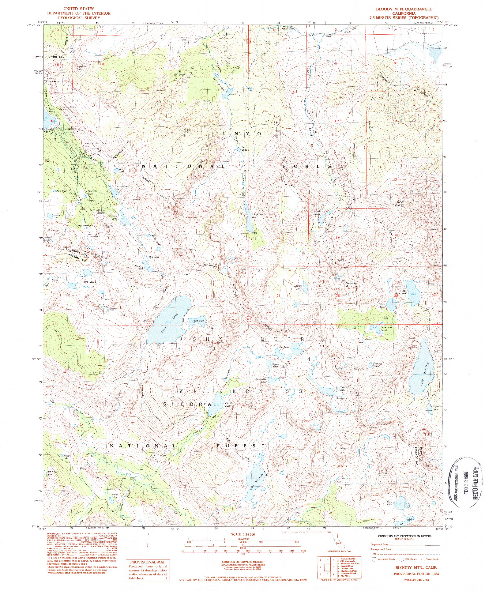USGS 1:24000-SCALE QUADRANGLE FOR BLOODY MOUNTAIN, CA 1983