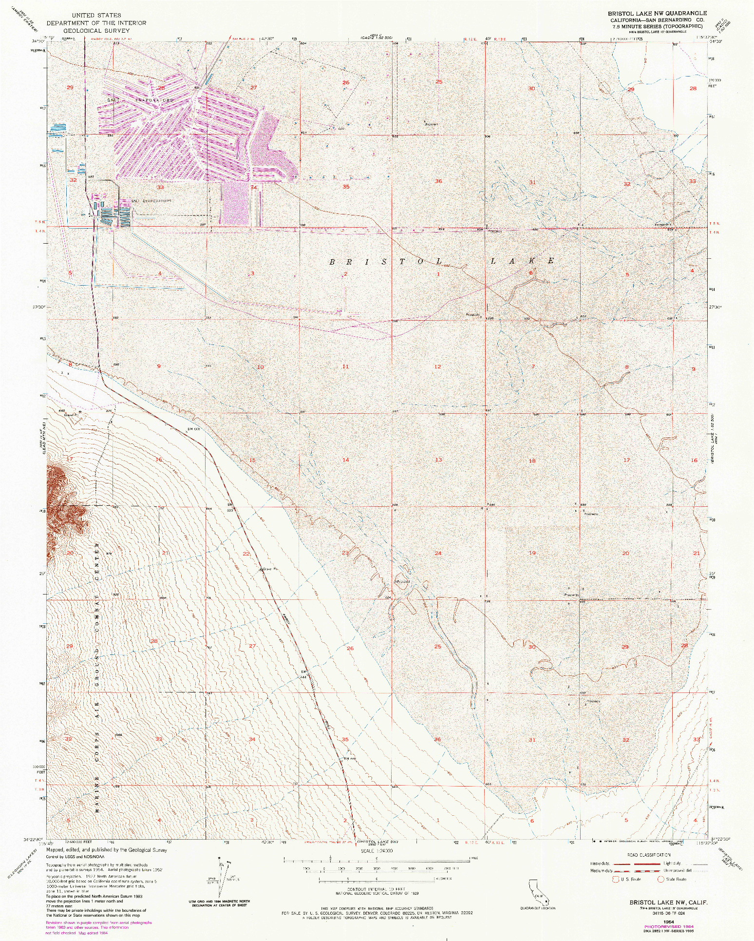 USGS 1:24000-SCALE QUADRANGLE FOR BRISTOL LAKE NW, CA 1954