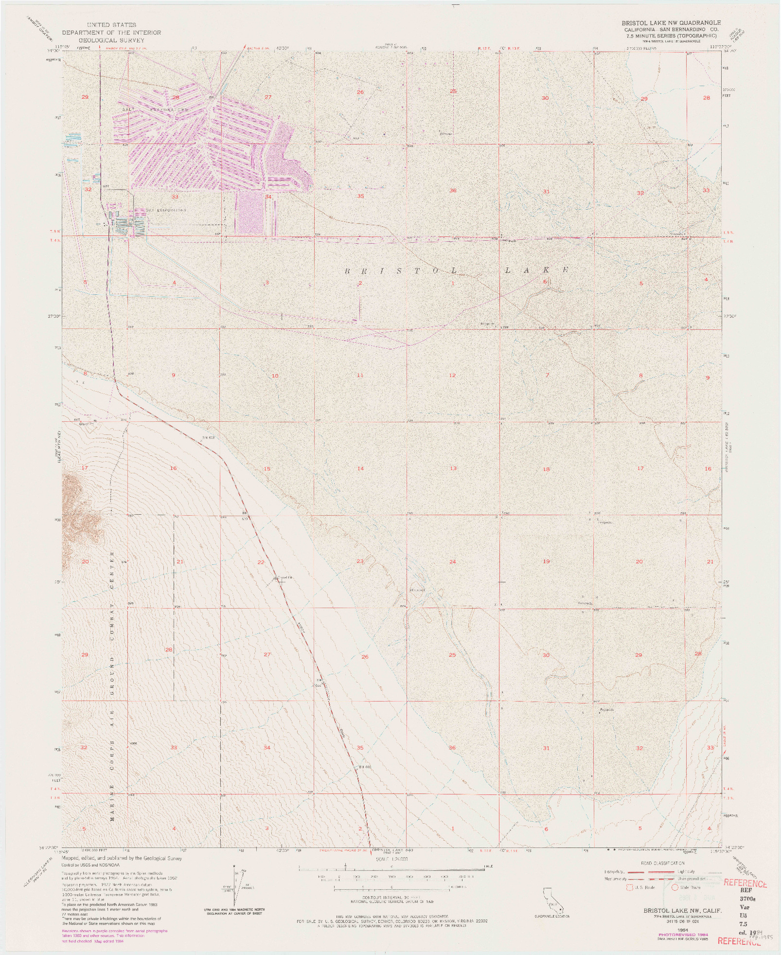 USGS 1:24000-SCALE QUADRANGLE FOR BRISTOL LAKE NW, CA 1954