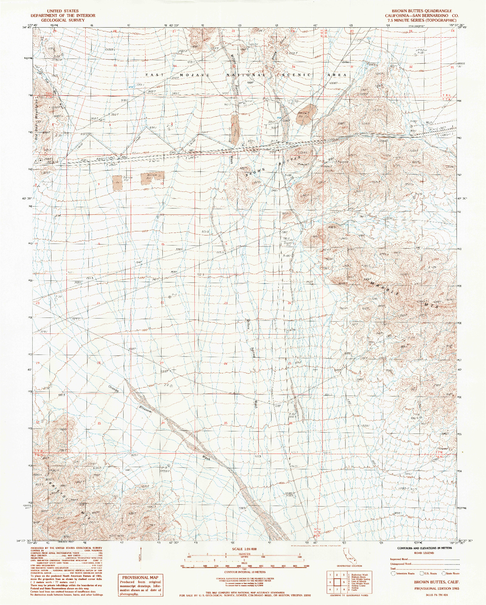 USGS 1:24000-SCALE QUADRANGLE FOR BROWN BUTTES, CA 1985