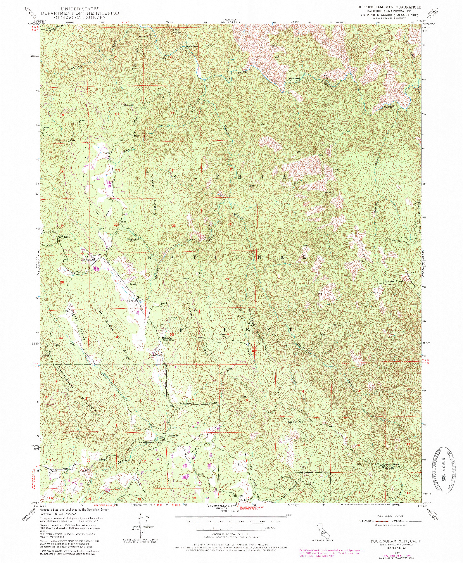 USGS 1:24000-SCALE QUADRANGLE FOR BUCKINGHAM MTN, CA 1947