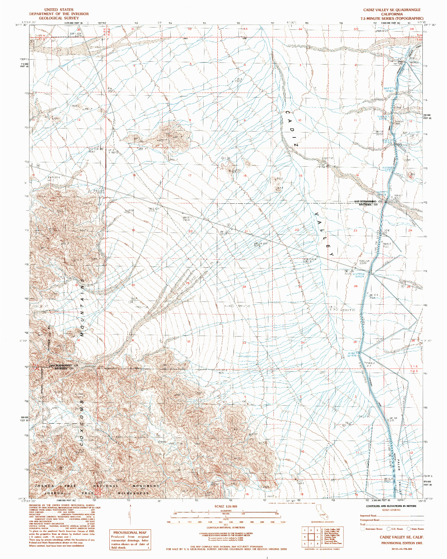 USGS 1:24000-SCALE QUADRANGLE FOR CADIZ VALLEY SE, CA 1985