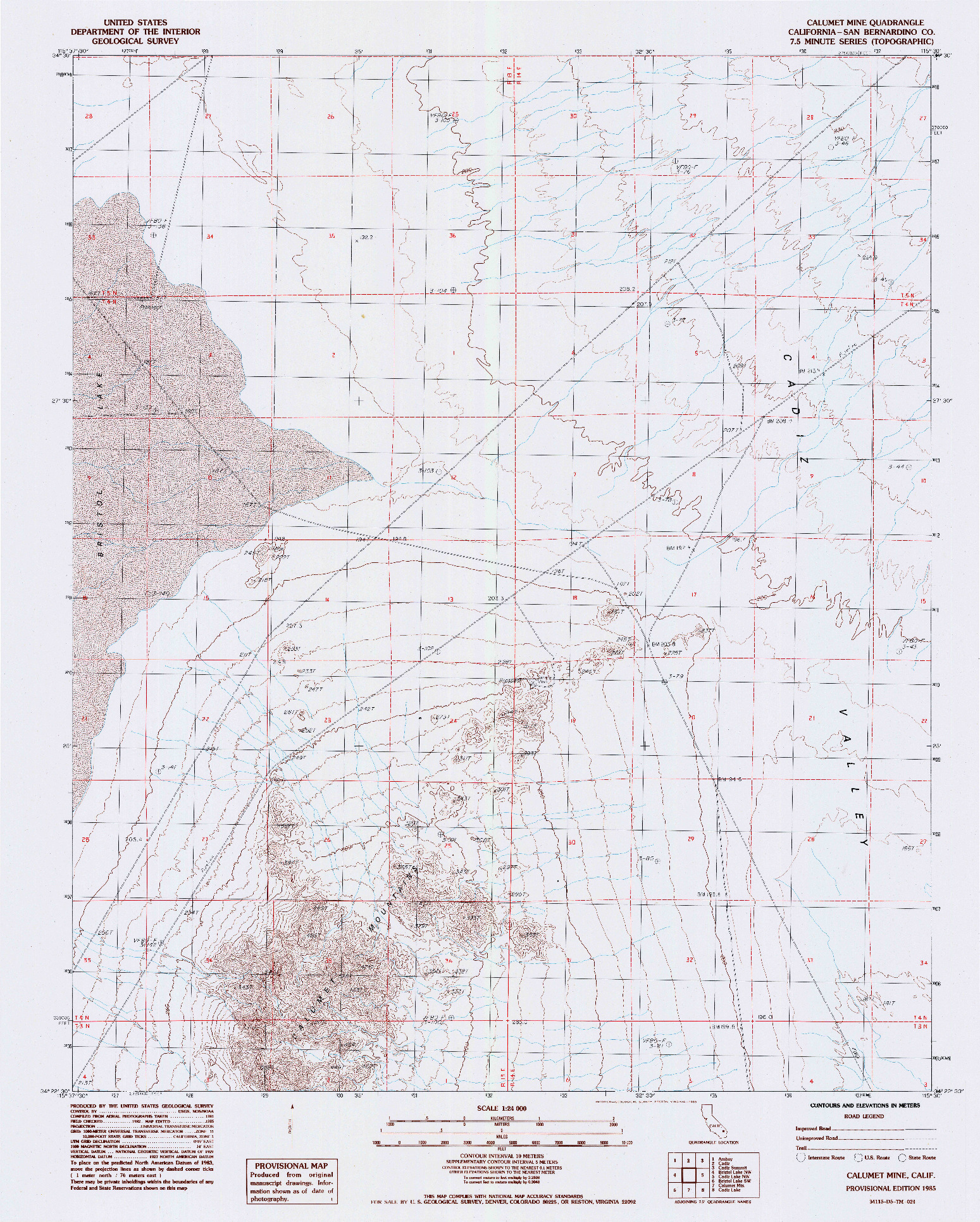 USGS 1:24000-SCALE QUADRANGLE FOR CALUMET MINE, CA 1985