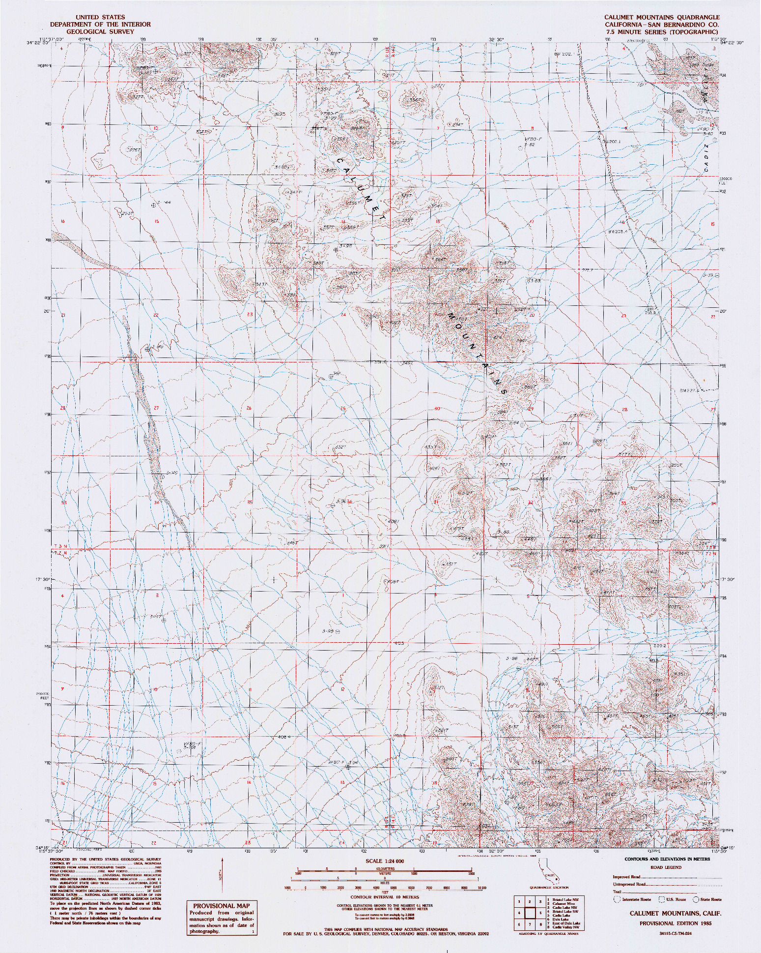 USGS 1:24000-SCALE QUADRANGLE FOR CALUMET MOUNTAINS, CA 1985