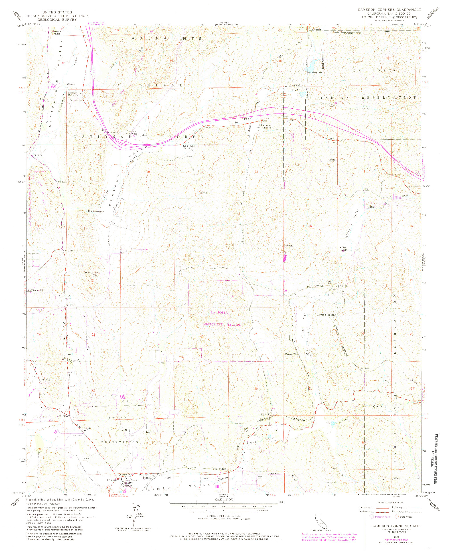 USGS 1:24000-SCALE QUADRANGLE FOR CAMERON CORNERS, CA 1959