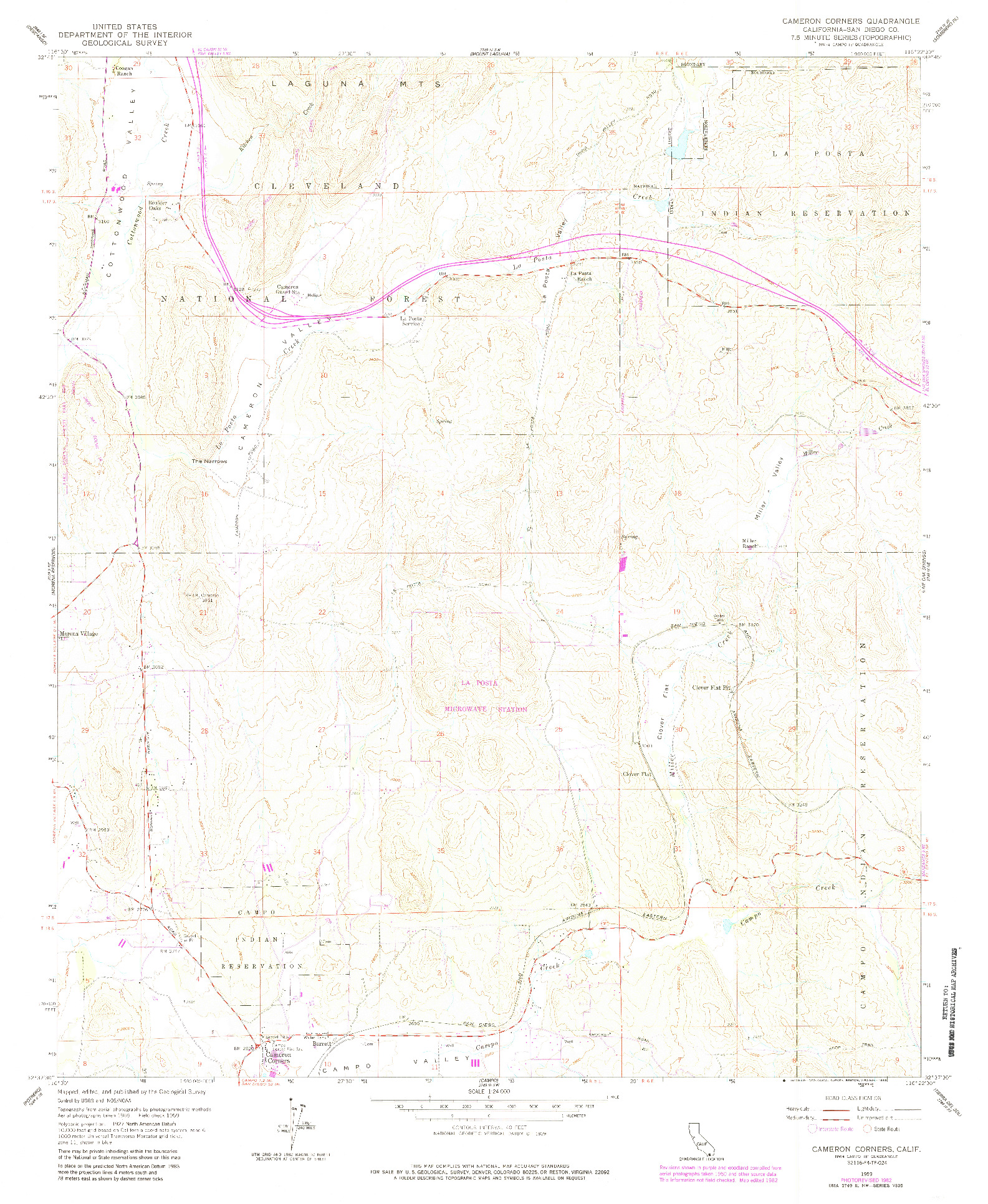 USGS 1:24000-SCALE QUADRANGLE FOR CAMERON CORNERS, CA 1959