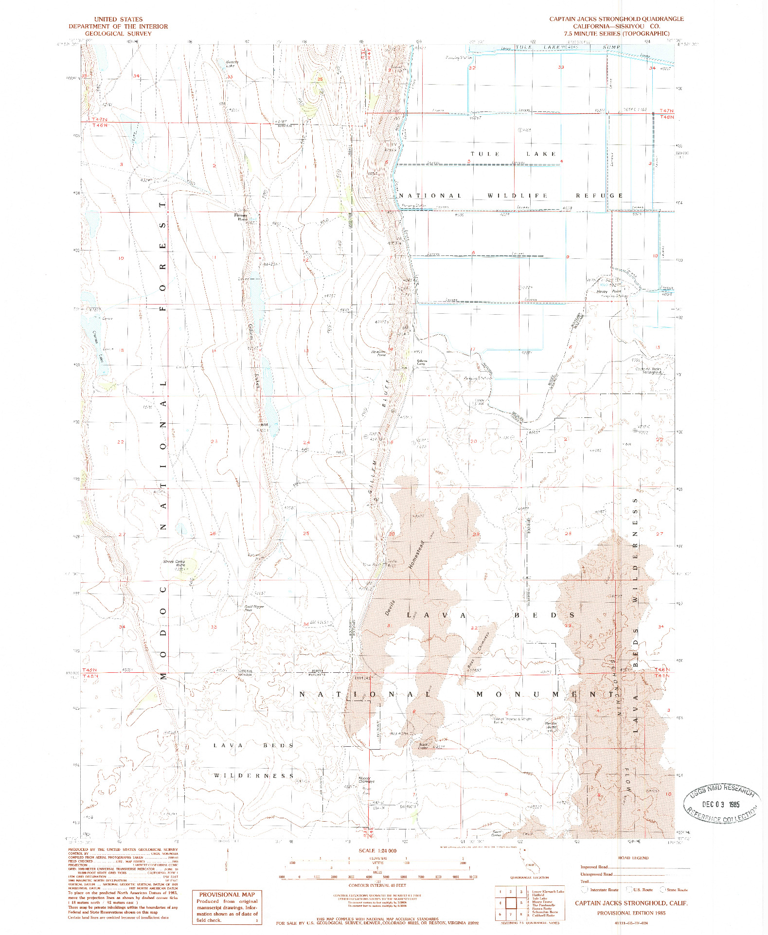 USGS 1:24000-SCALE QUADRANGLE FOR CAPTAIN JACKS STRONGHOLD, CA 1985