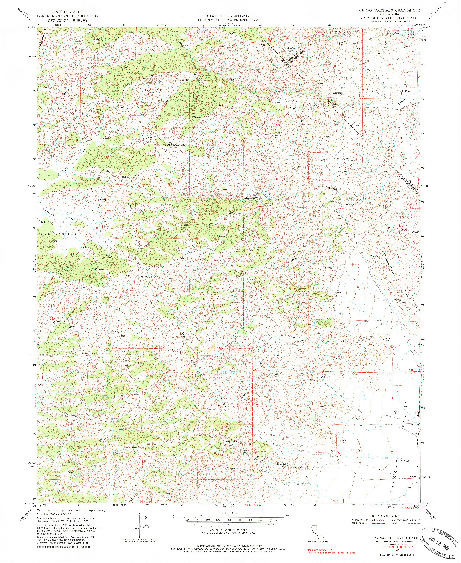 USGS 1:24000-SCALE QUADRANGLE FOR CERRO COLORADO, CA 1969