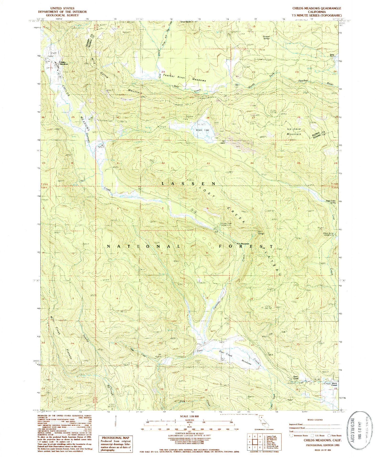 USGS 1:24000-SCALE QUADRANGLE FOR CHILDS MEADOWS, CA 1985