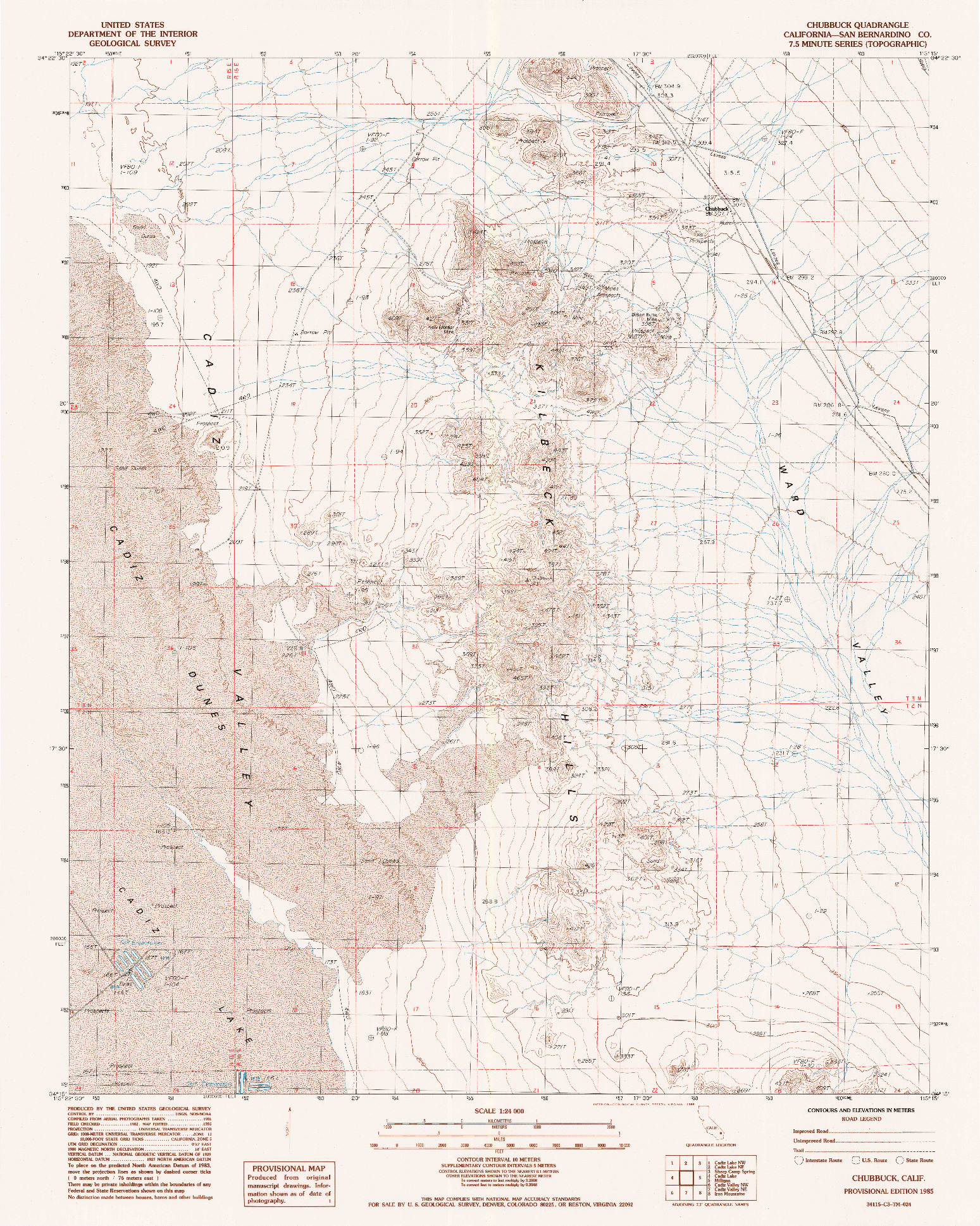 USGS 1:24000-SCALE QUADRANGLE FOR CHUBBUCK, CA 1985