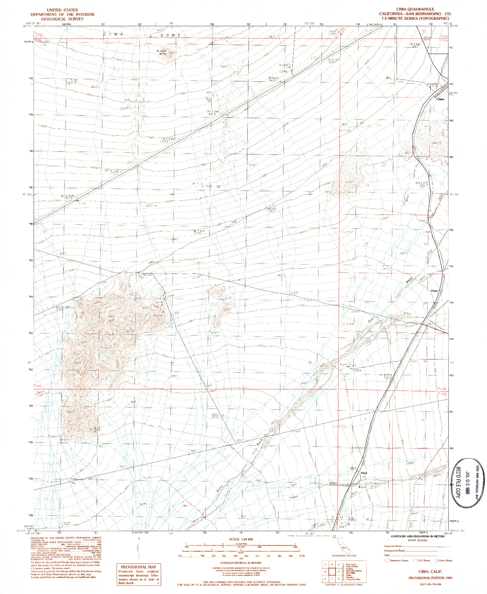 USGS 1:24000-SCALE QUADRANGLE FOR CIMA, CA 1983