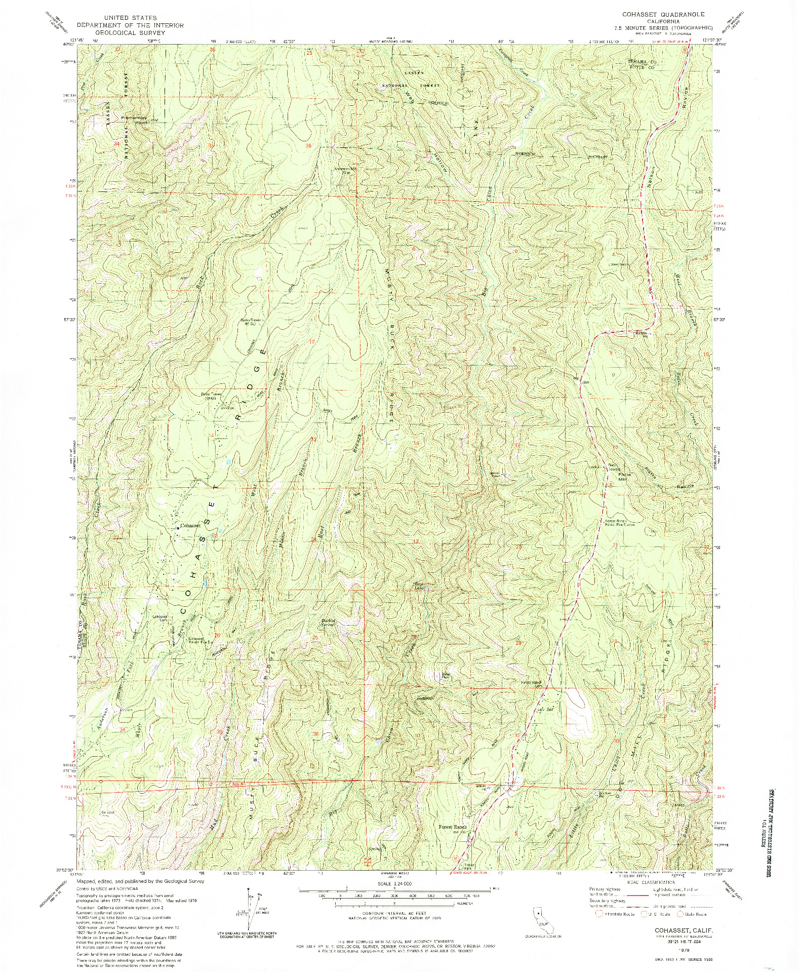 USGS 1:24000-SCALE QUADRANGLE FOR COHASSET, CA 1979