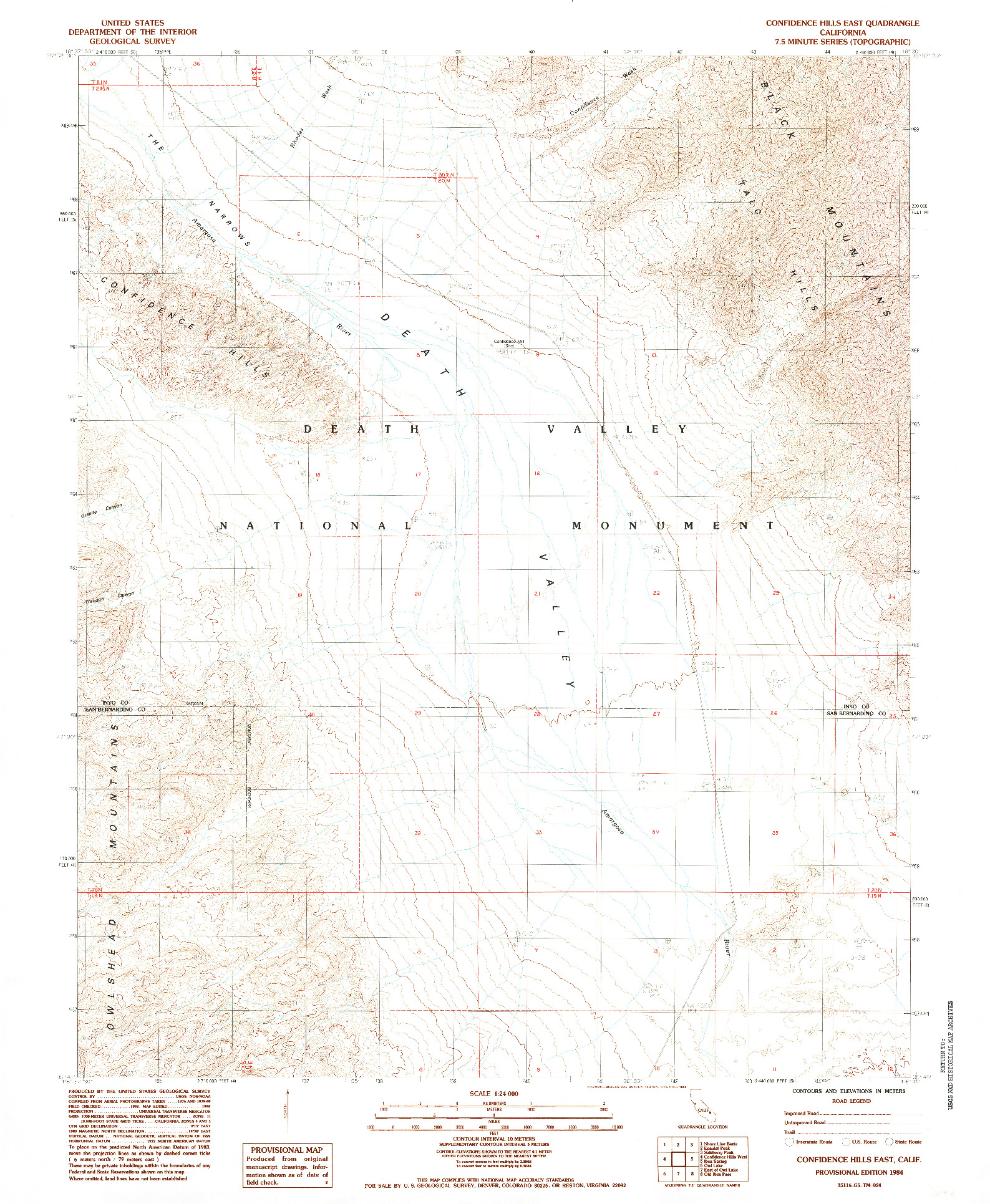 USGS 1:24000-SCALE QUADRANGLE FOR CONFIDENCE HILLS EAST, CA 1984