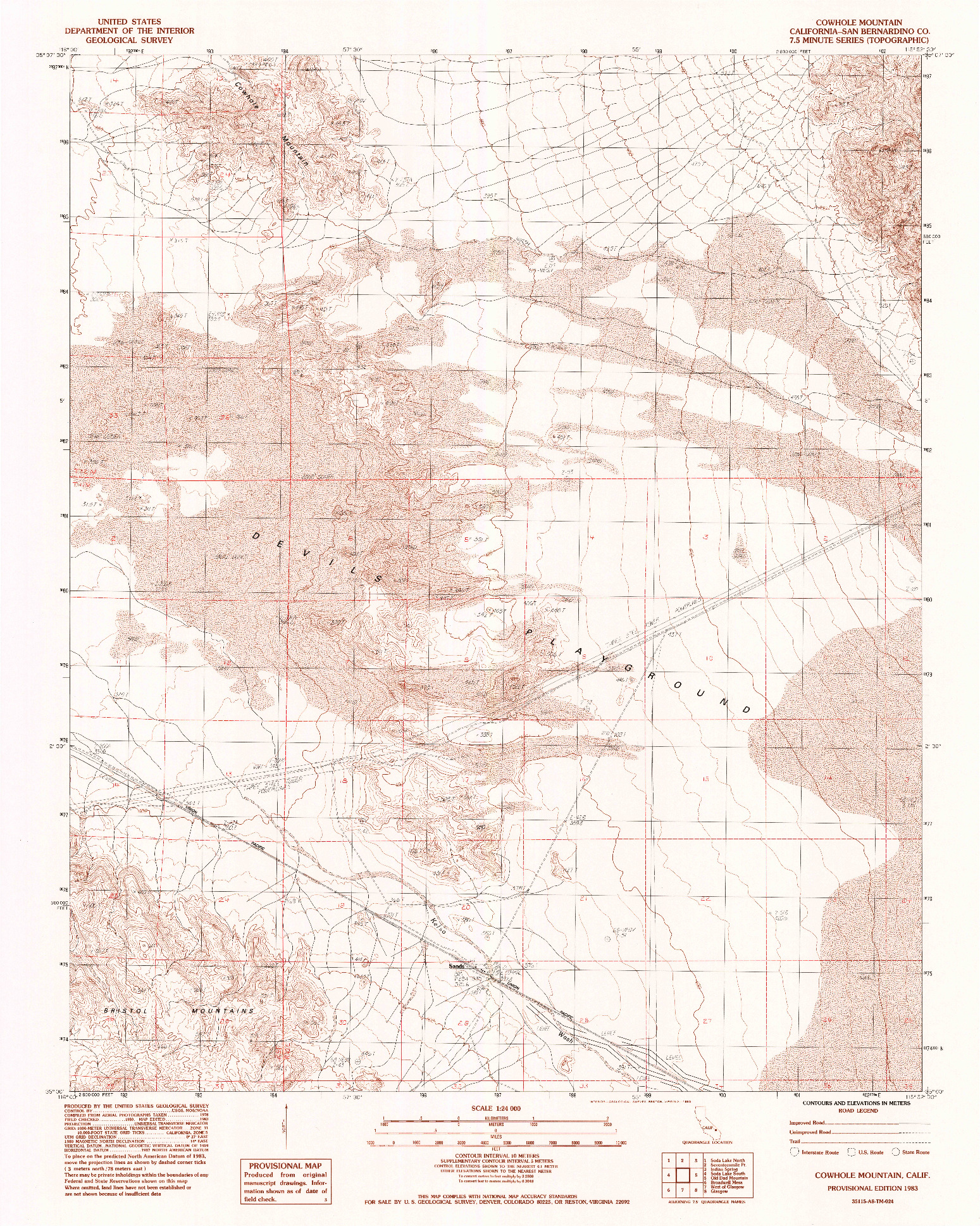 USGS 1:24000-SCALE QUADRANGLE FOR COWHOLE MOUNTAIN, CA 1983