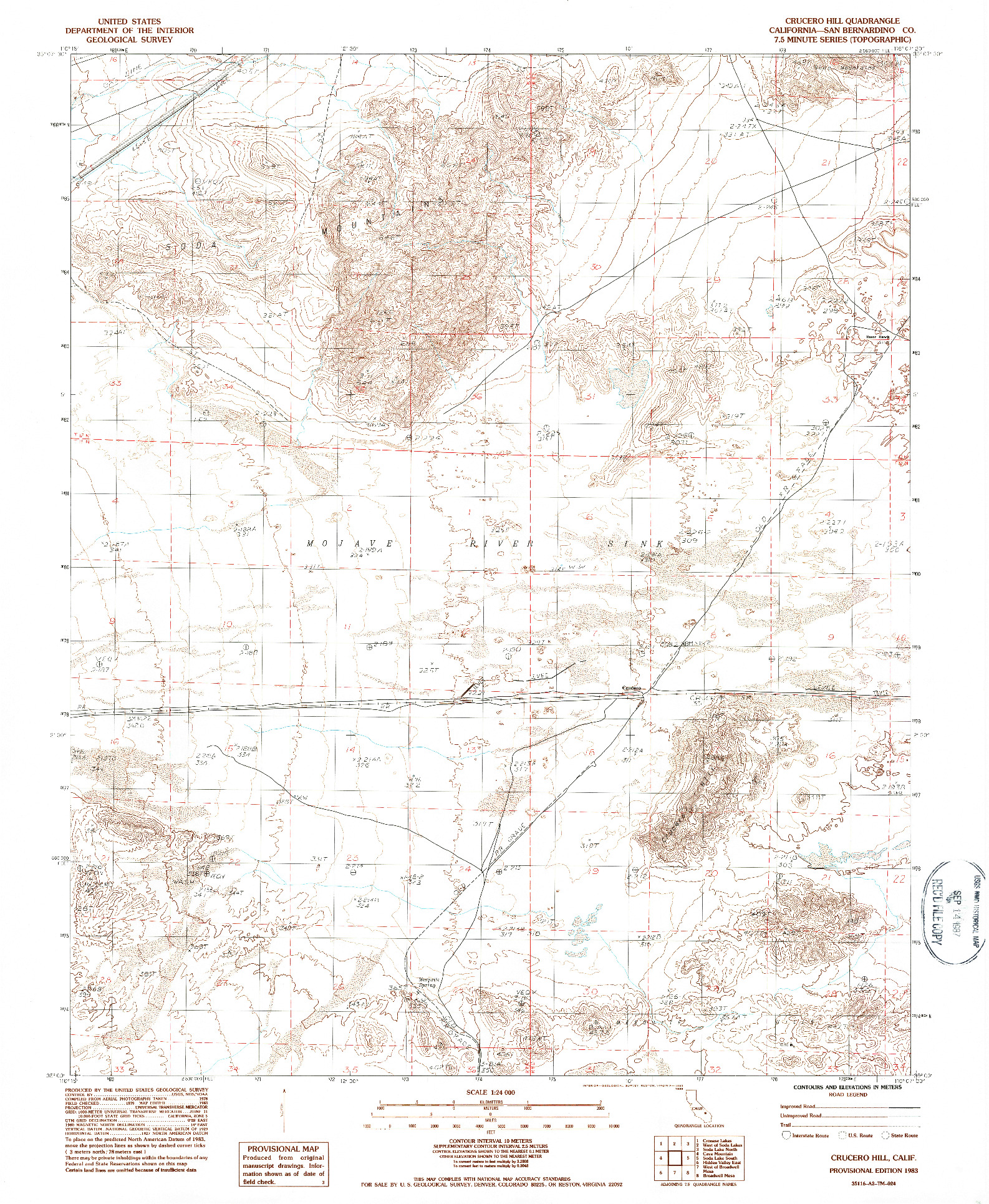 USGS 1:24000-SCALE QUADRANGLE FOR CRUCERO HILL, CA 1983