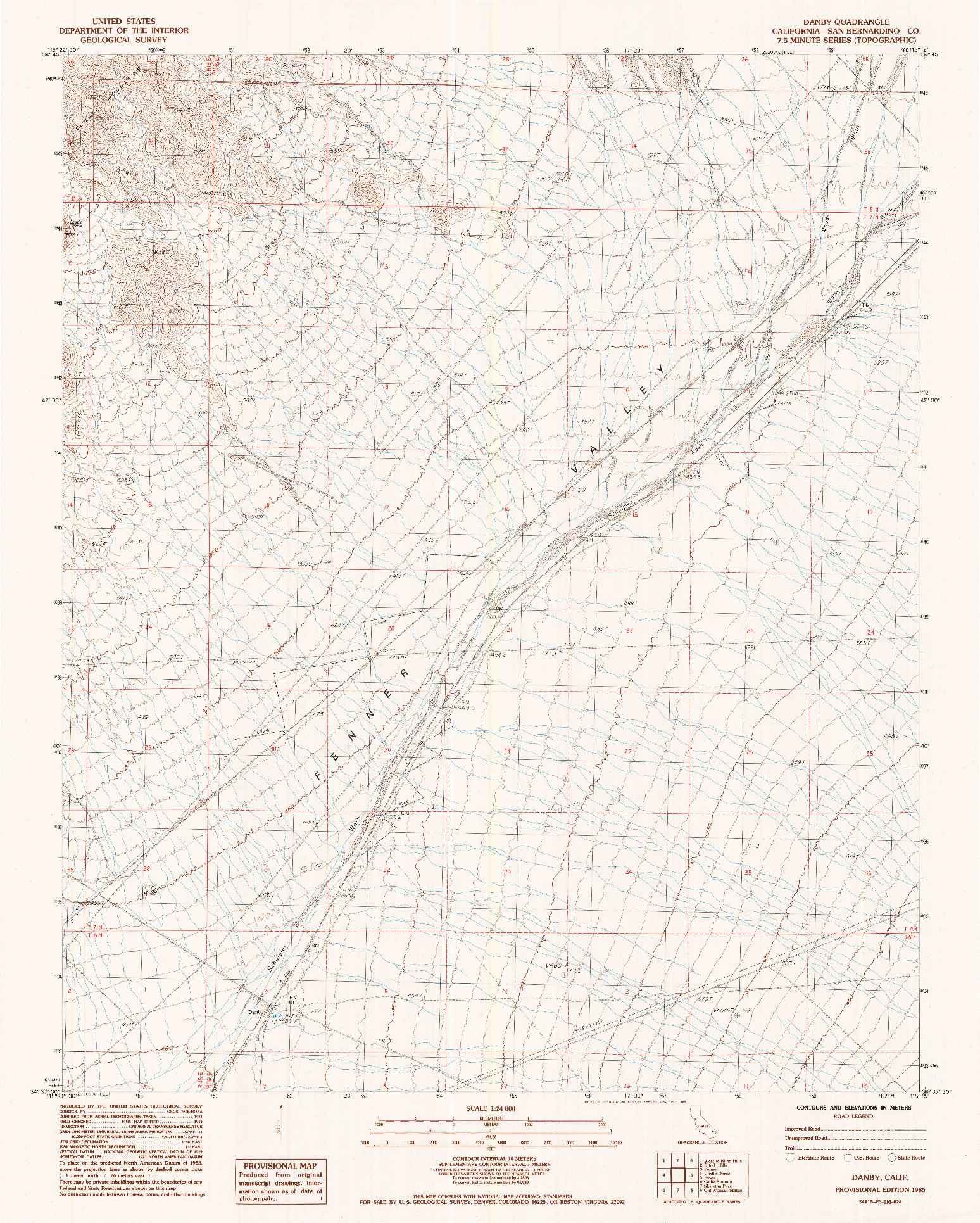 USGS 1:24000-SCALE QUADRANGLE FOR DANBY, CA 1985