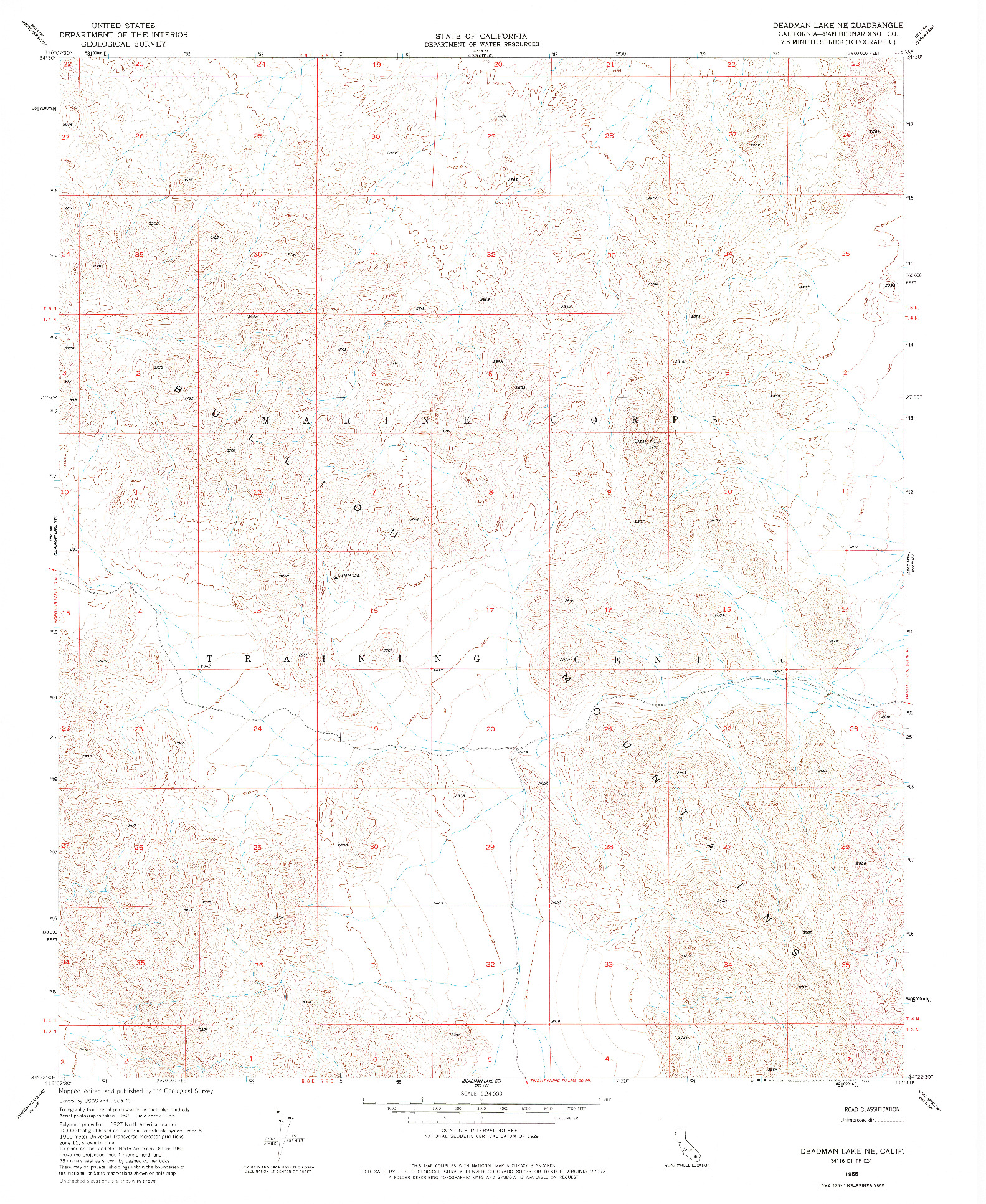 USGS 1:24000-SCALE QUADRANGLE FOR DEADMAN LAKE NE, CA 1955