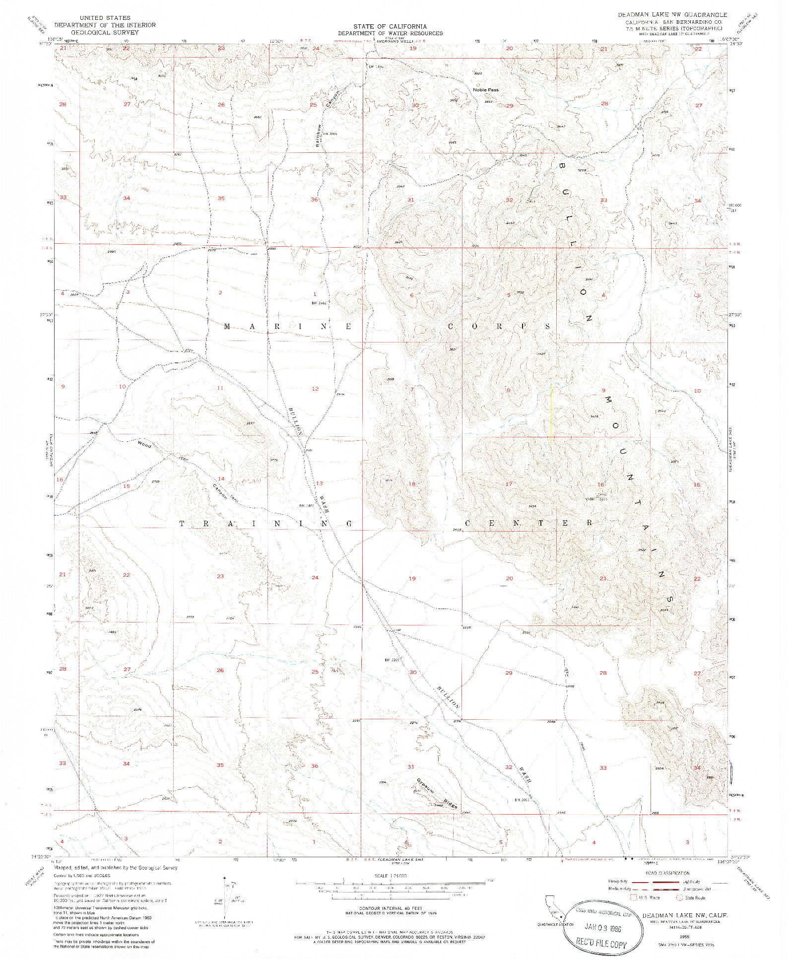 USGS 1:24000-SCALE QUADRANGLE FOR DEADMAN LAKE NW, CA 1955